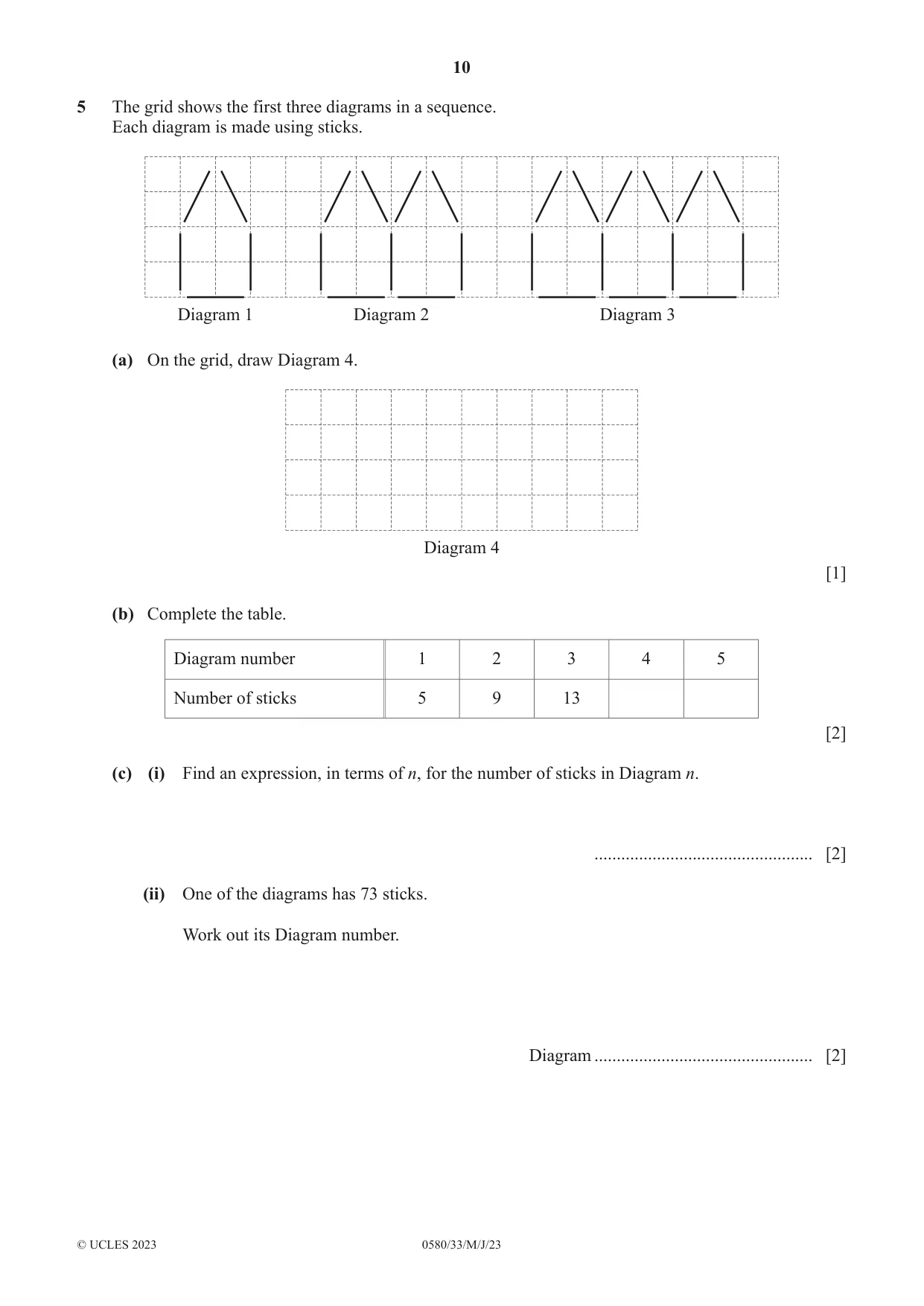 Cambridge IGCSE Mathematics 0580 2023 May/June Paper 3 · Variant 3 question paper, page 10 of 16