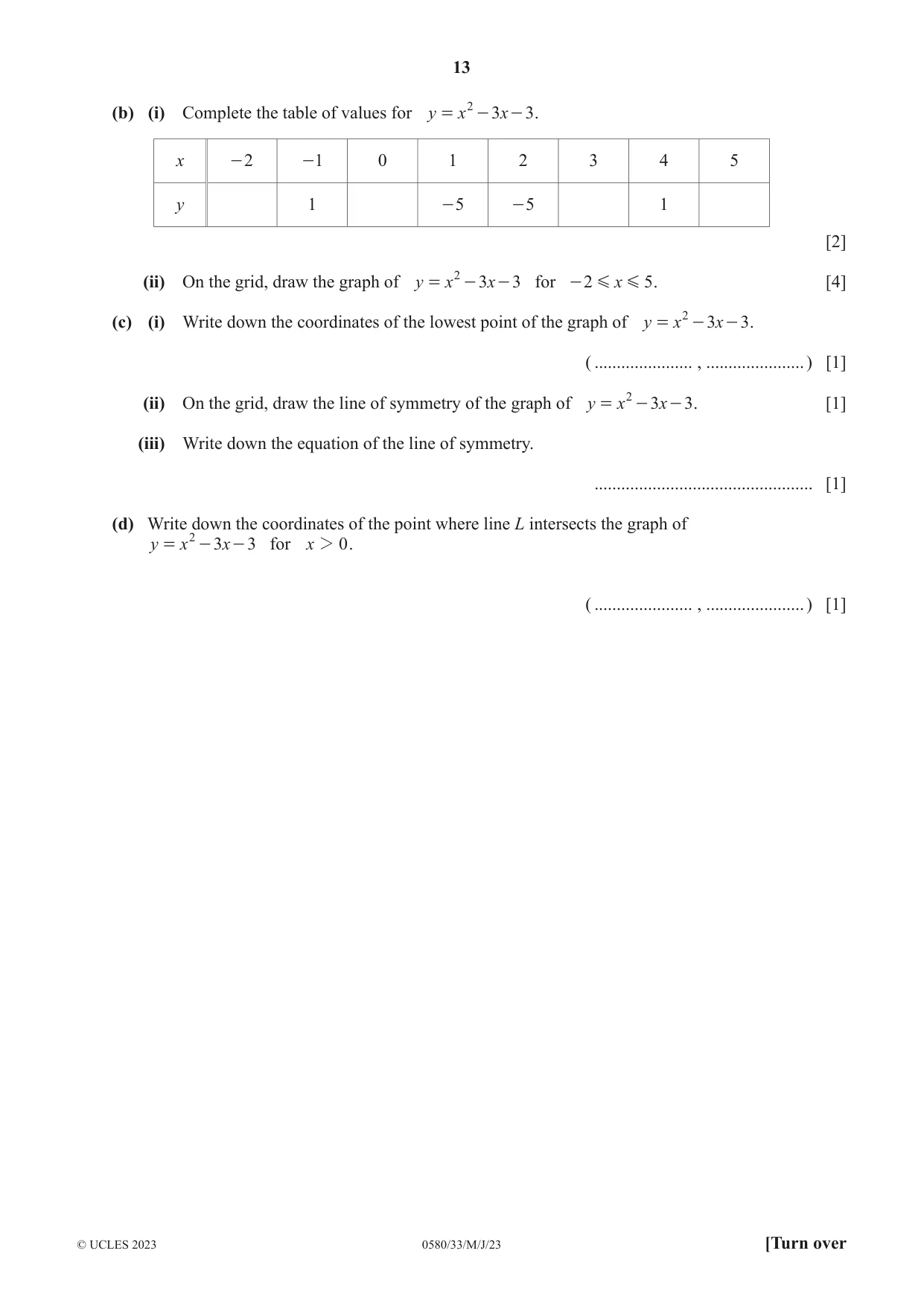 Cambridge IGCSE Mathematics 0580 2023 May/June Paper 3 · Variant 3 question paper, page 13 of 16