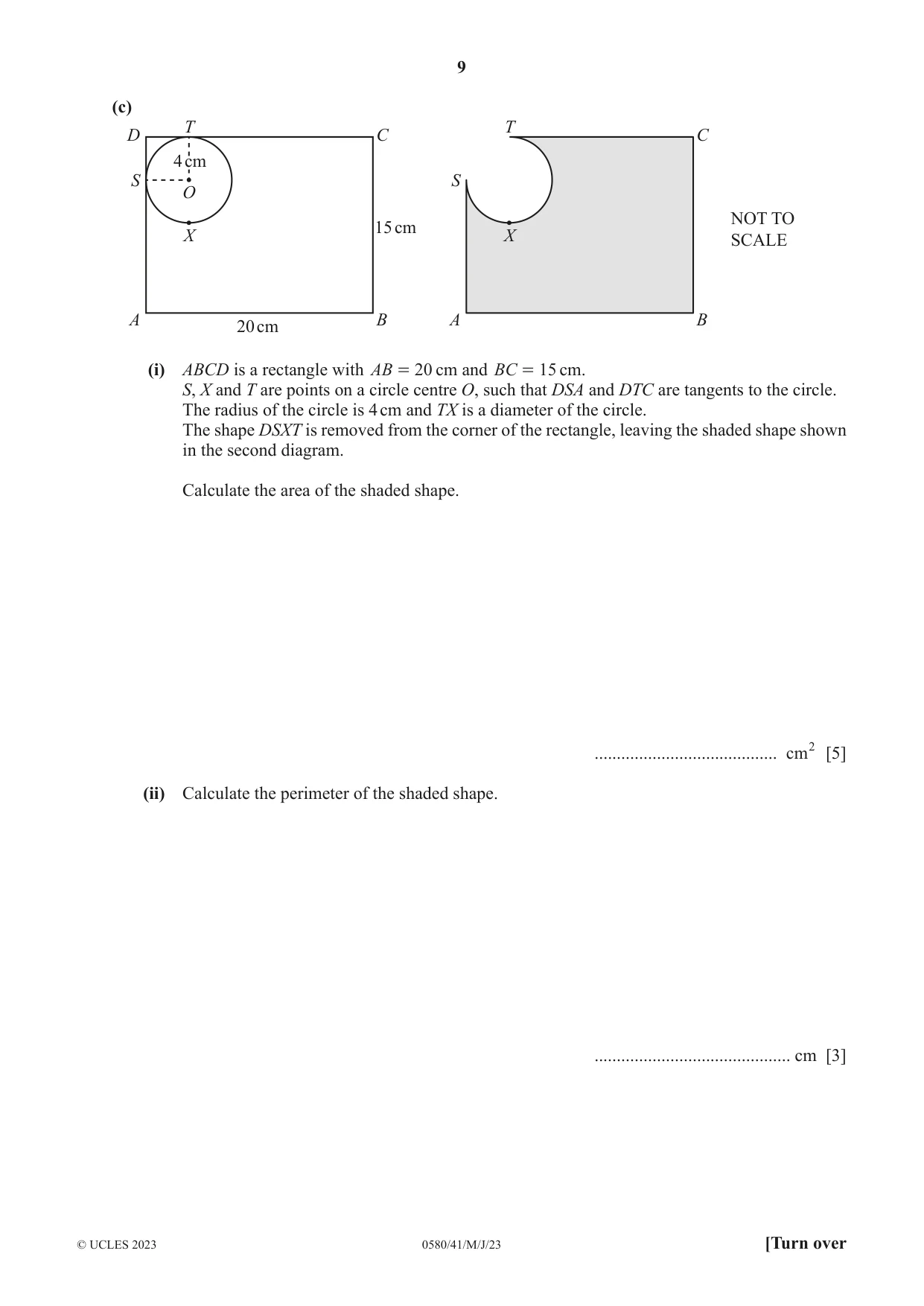 Cambridge IGCSE Mathematics 0580 2023 May/June Paper 4 · Variant 1 question paper, page 9 of 20