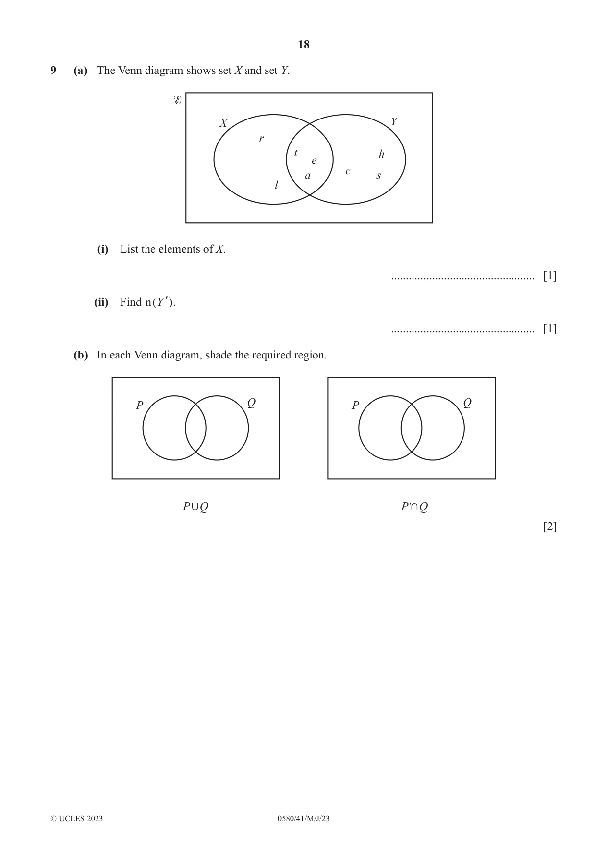 Cambridge IGCSE Mathematics 0580 2023 May/June Paper 4 · Variant 1 question paper, page 18 of 20