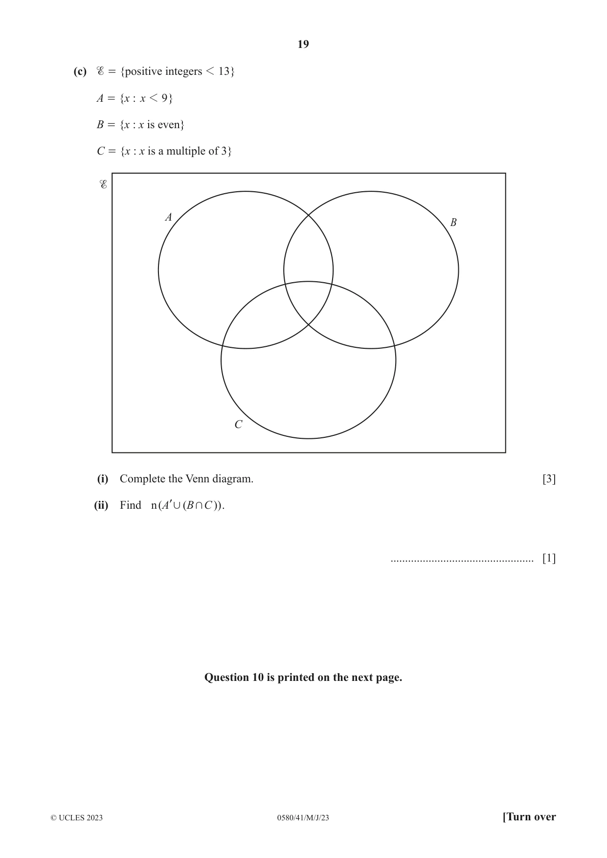 Cambridge IGCSE Mathematics 0580 2023 May/June Paper 4 · Variant 1 question paper, page 19 of 20