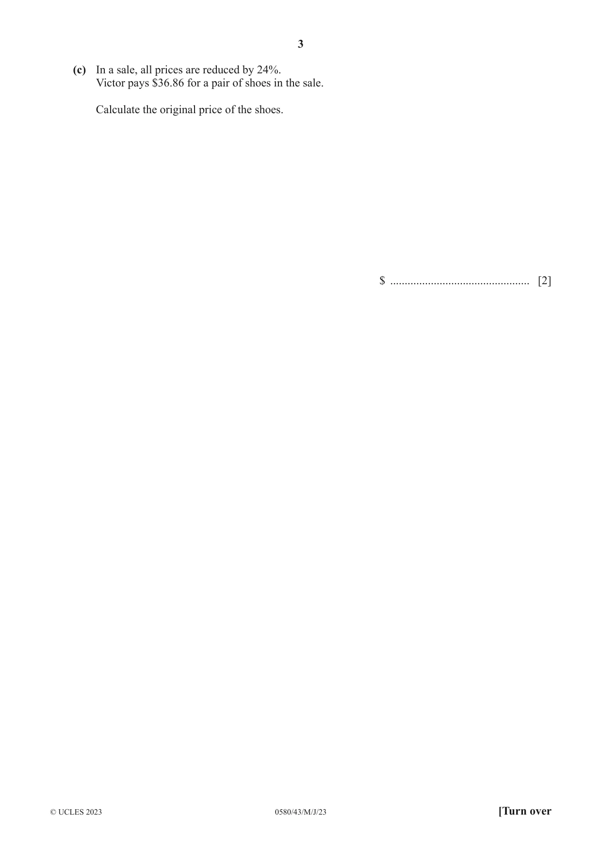 Cambridge IGCSE Mathematics 0580 2023 May/June Paper 4 · Variant 3 question paper, page 3 of 20