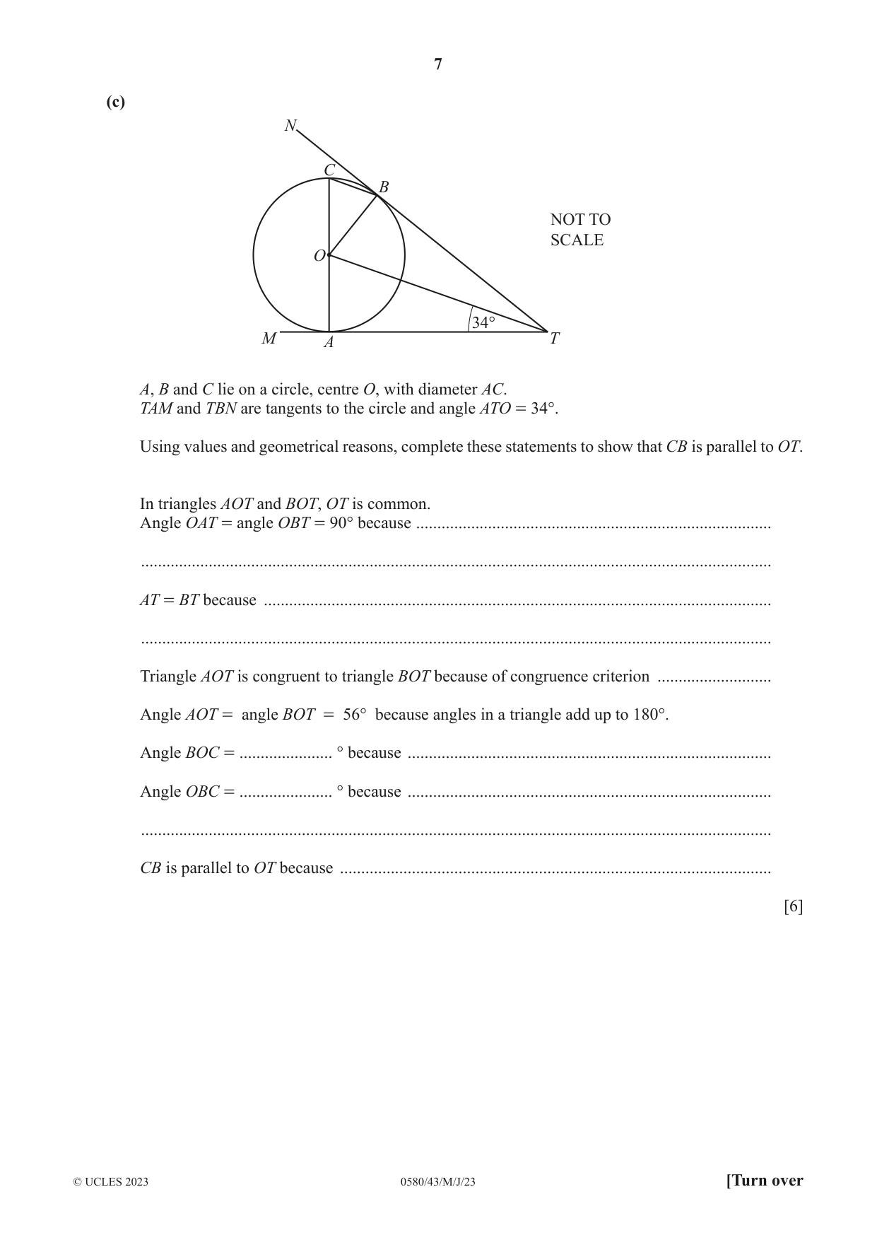 Cambridge IGCSE Mathematics 0580 2023 May/June Paper 4 · Variant 3 question paper, page 7 of 20