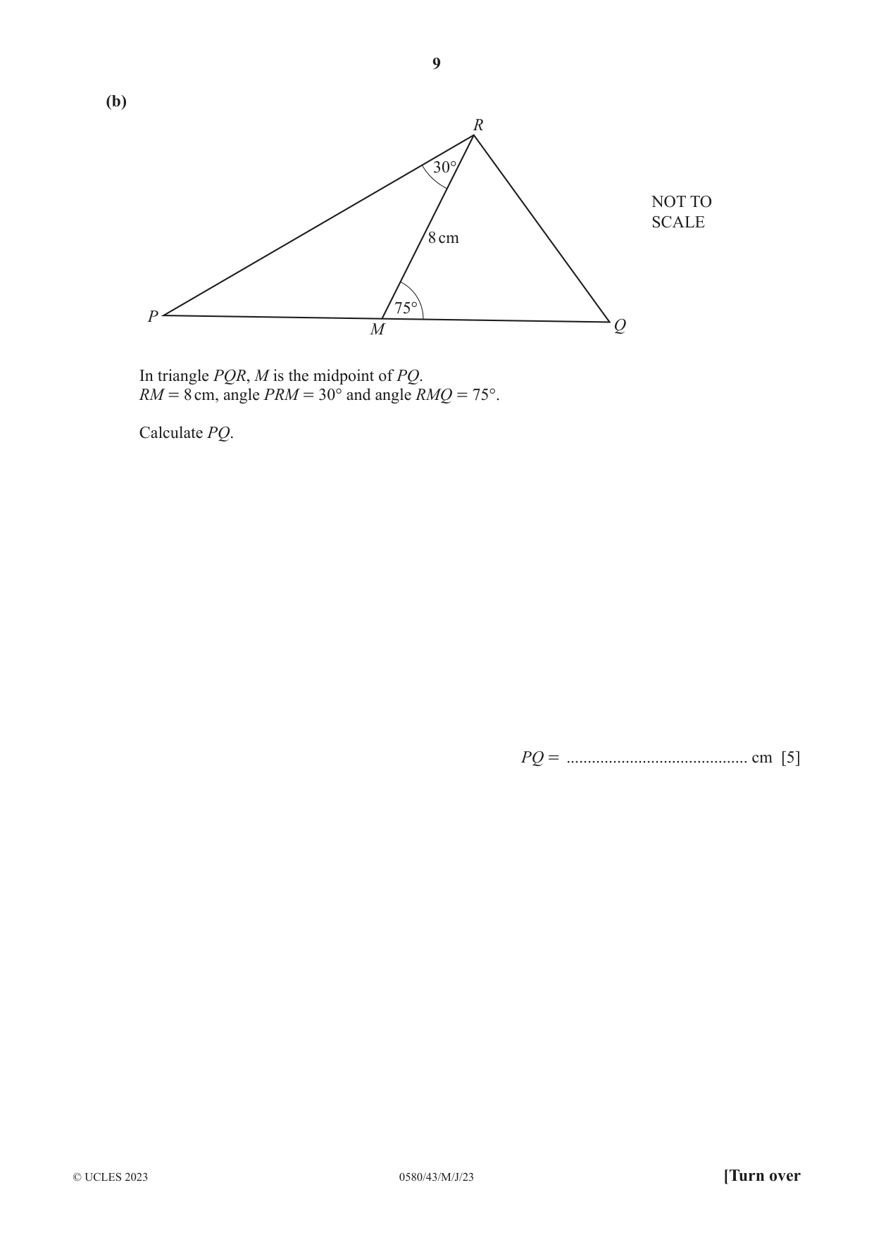 Cambridge IGCSE Mathematics 0580 2023 May/June Paper 4 · Variant 3 question paper, page 9 of 20
