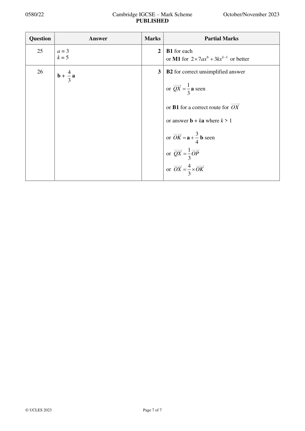 Mark scheme, page 7 of 7