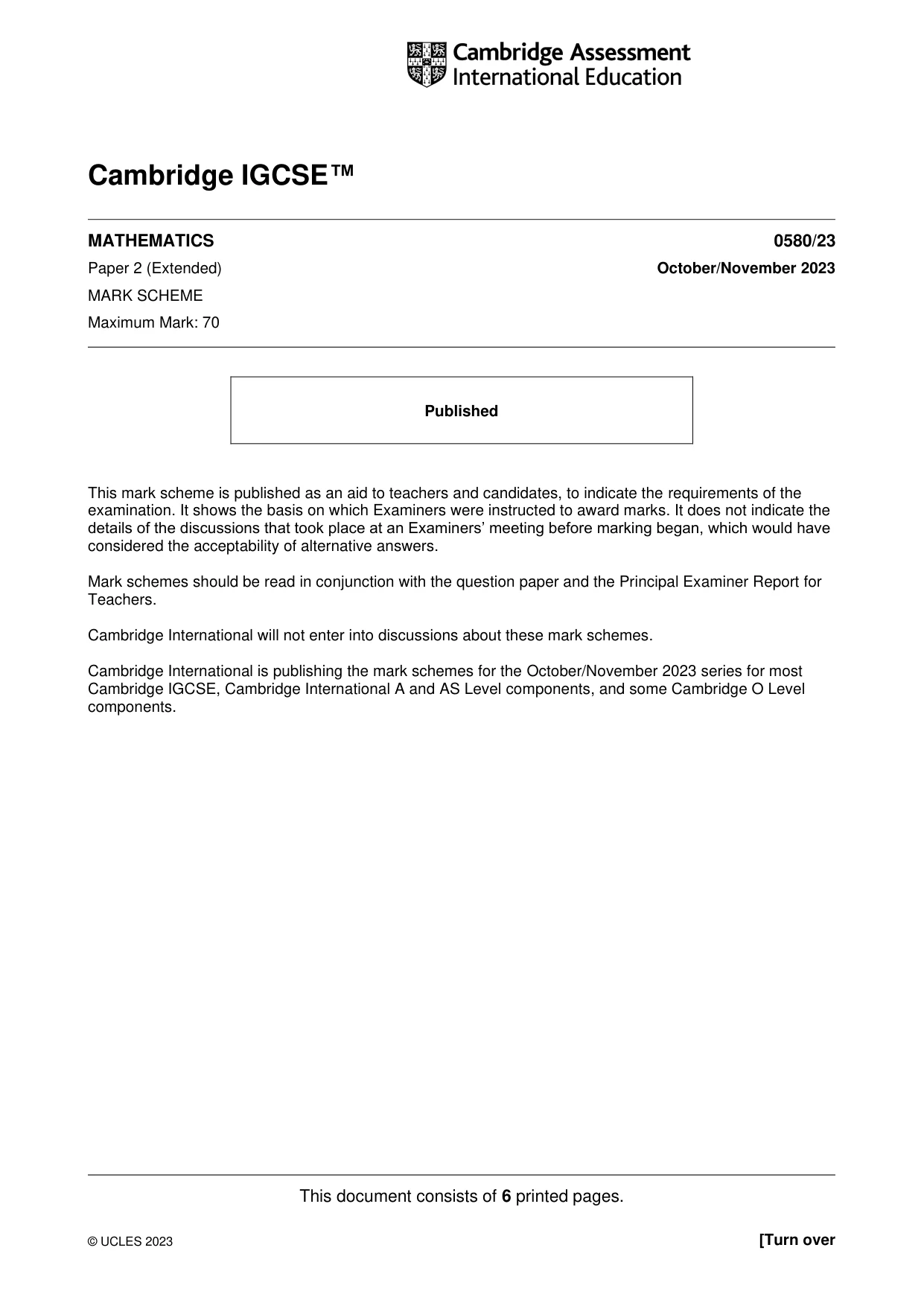 Mark scheme, page 1 of 6