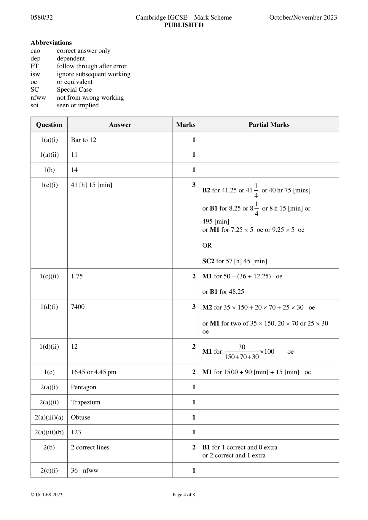 Mark scheme, page 4 of 8