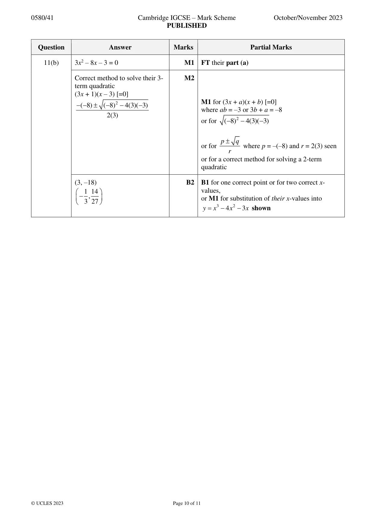 Mark scheme, page 10 of 11