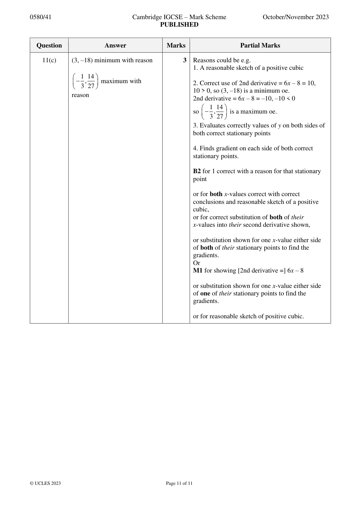 Mark scheme, page 11 of 11