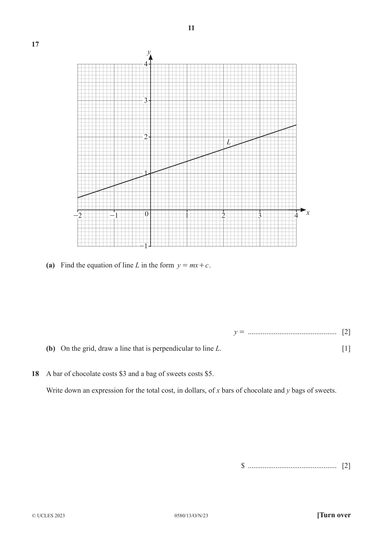 Cambridge IGCSE Mathematics 0580 2023 Oct/Nov Paper 1 · Variant 3 question paper, page 11 of 16