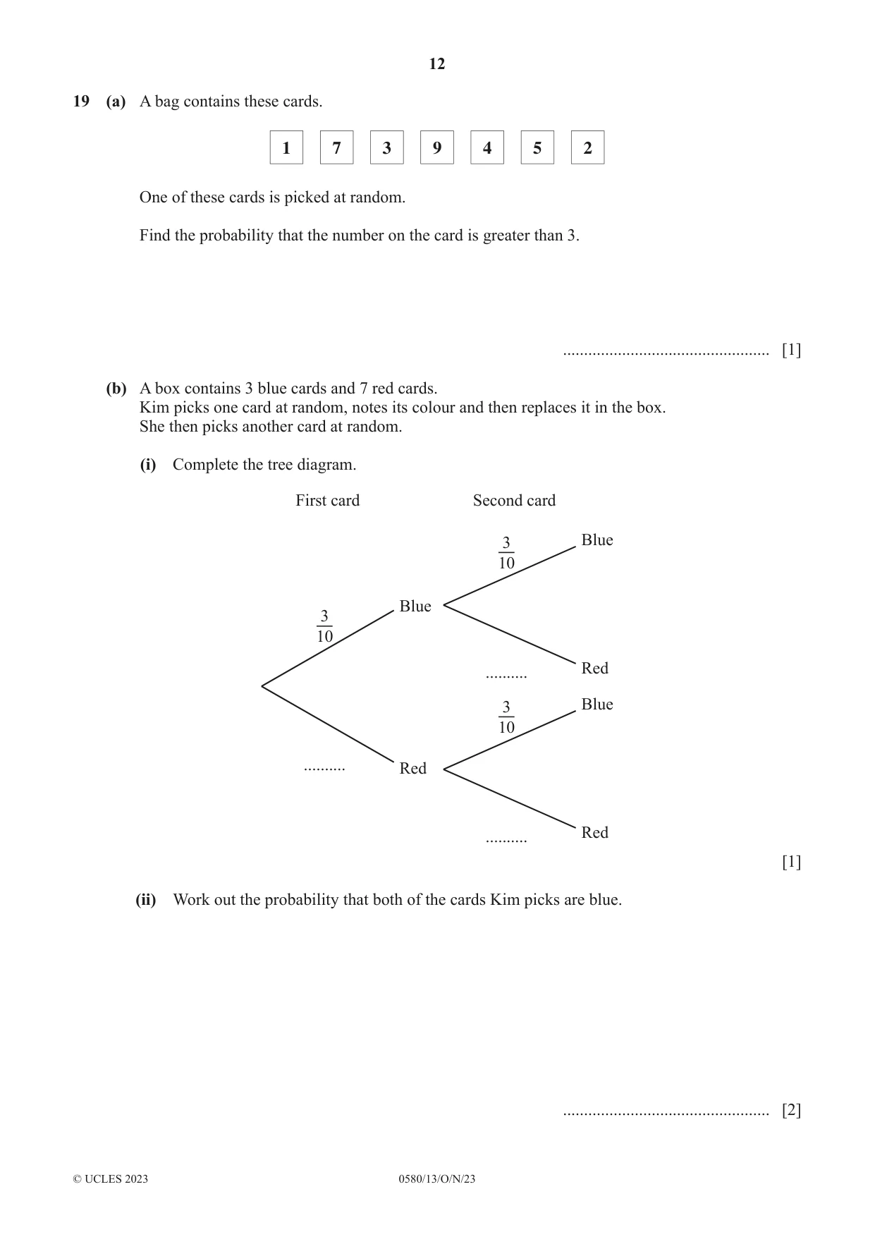 Cambridge IGCSE Mathematics 0580 2023 Oct/Nov Paper 1 · Variant 3 question paper, page 12 of 16