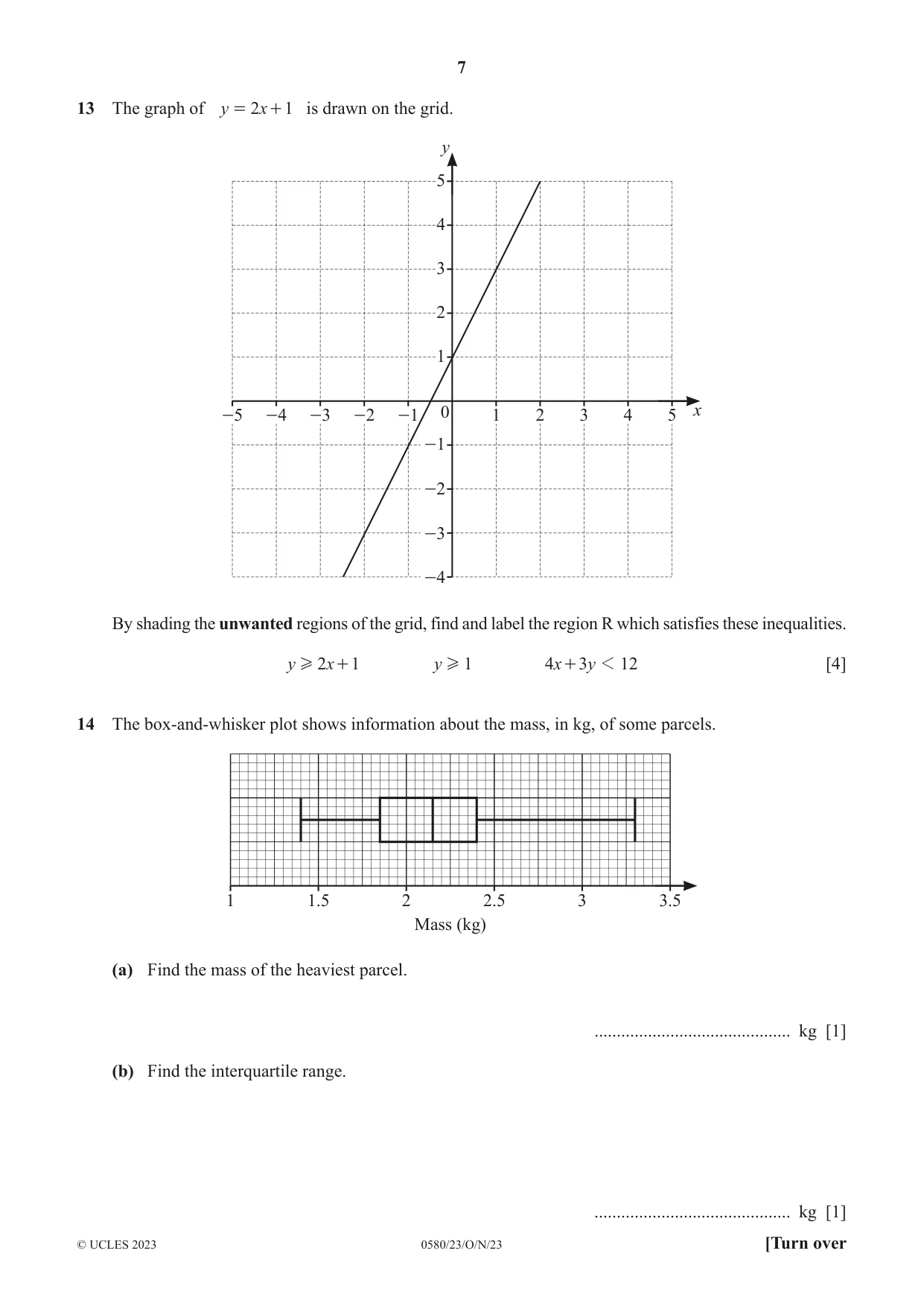 Cambridge IGCSE Mathematics 0580 2023 Oct/Nov Paper 2 · Variant 3 question paper, page 7 of 12