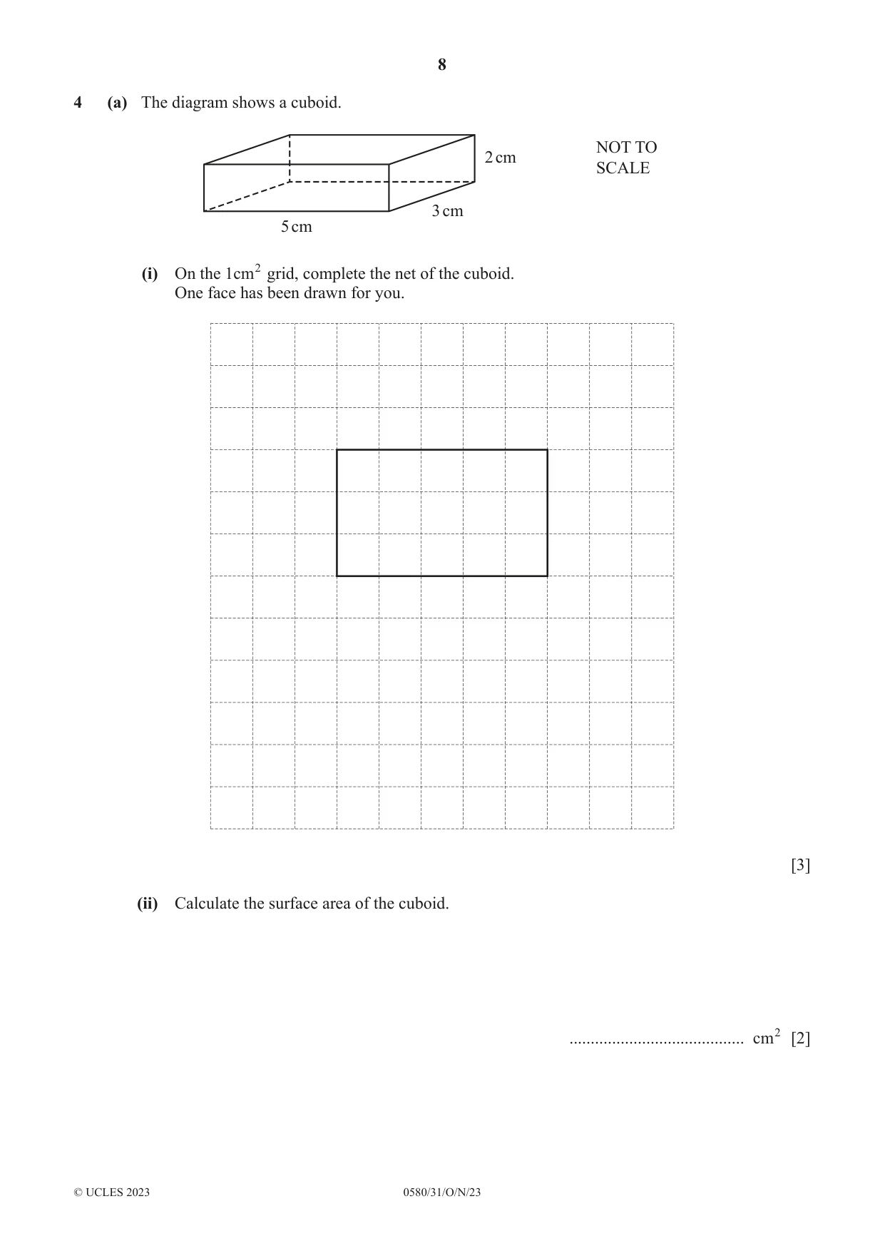 Cambridge IGCSE Mathematics 0580 2023 Oct/Nov Paper 3 · Variant 1 question paper, page 8 of 20