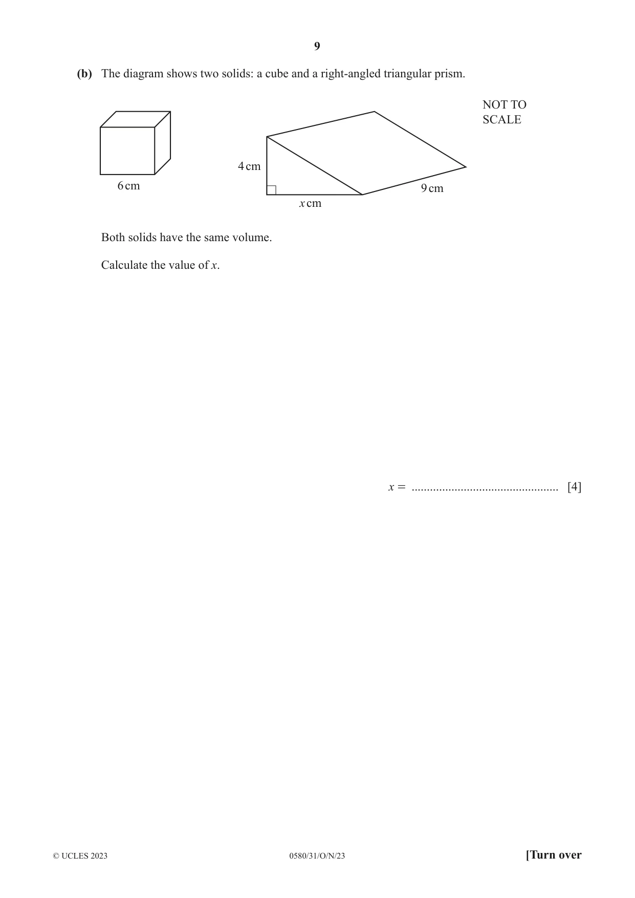 Cambridge IGCSE Mathematics 0580 2023 Oct/Nov Paper 3 · Variant 1 question paper, page 9 of 20