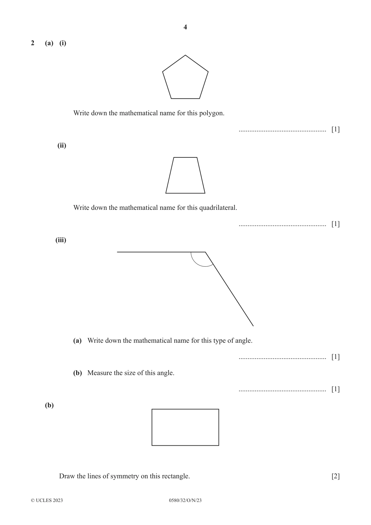 Cambridge IGCSE Mathematics 0580 2023 Oct/Nov Paper 3 · Variant 2 question paper, page 4 of 16