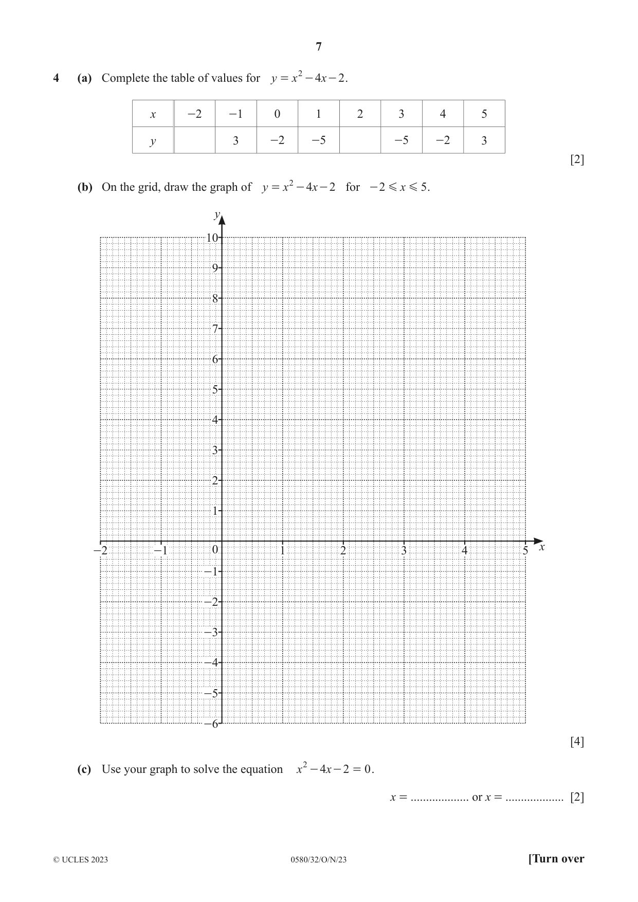 Cambridge IGCSE Mathematics 0580 2023 Oct/Nov Paper 3 · Variant 2 question paper, page 7 of 16