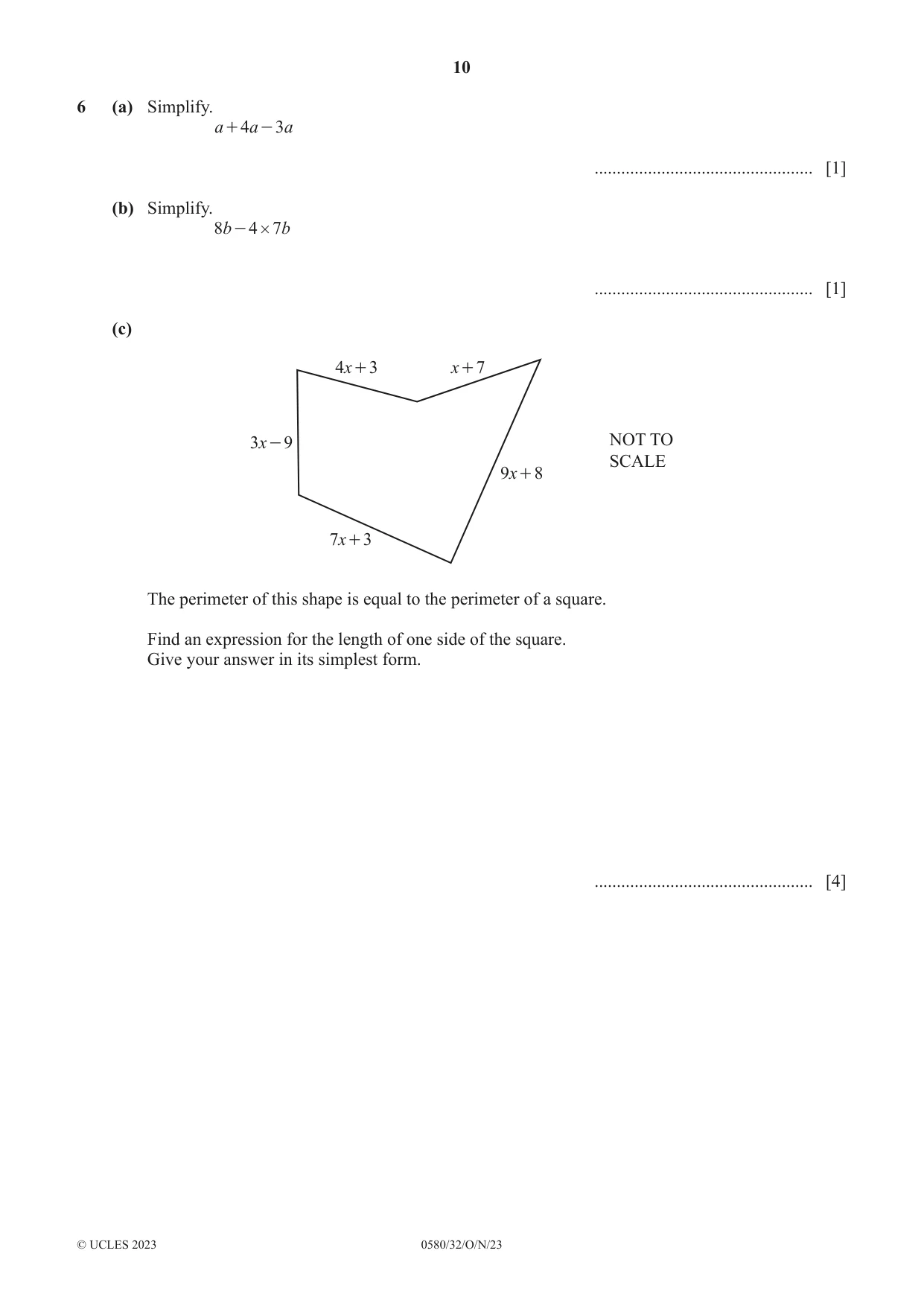 Cambridge IGCSE Mathematics 0580 2023 Oct/Nov Paper 3 · Variant 2 question paper, page 10 of 16