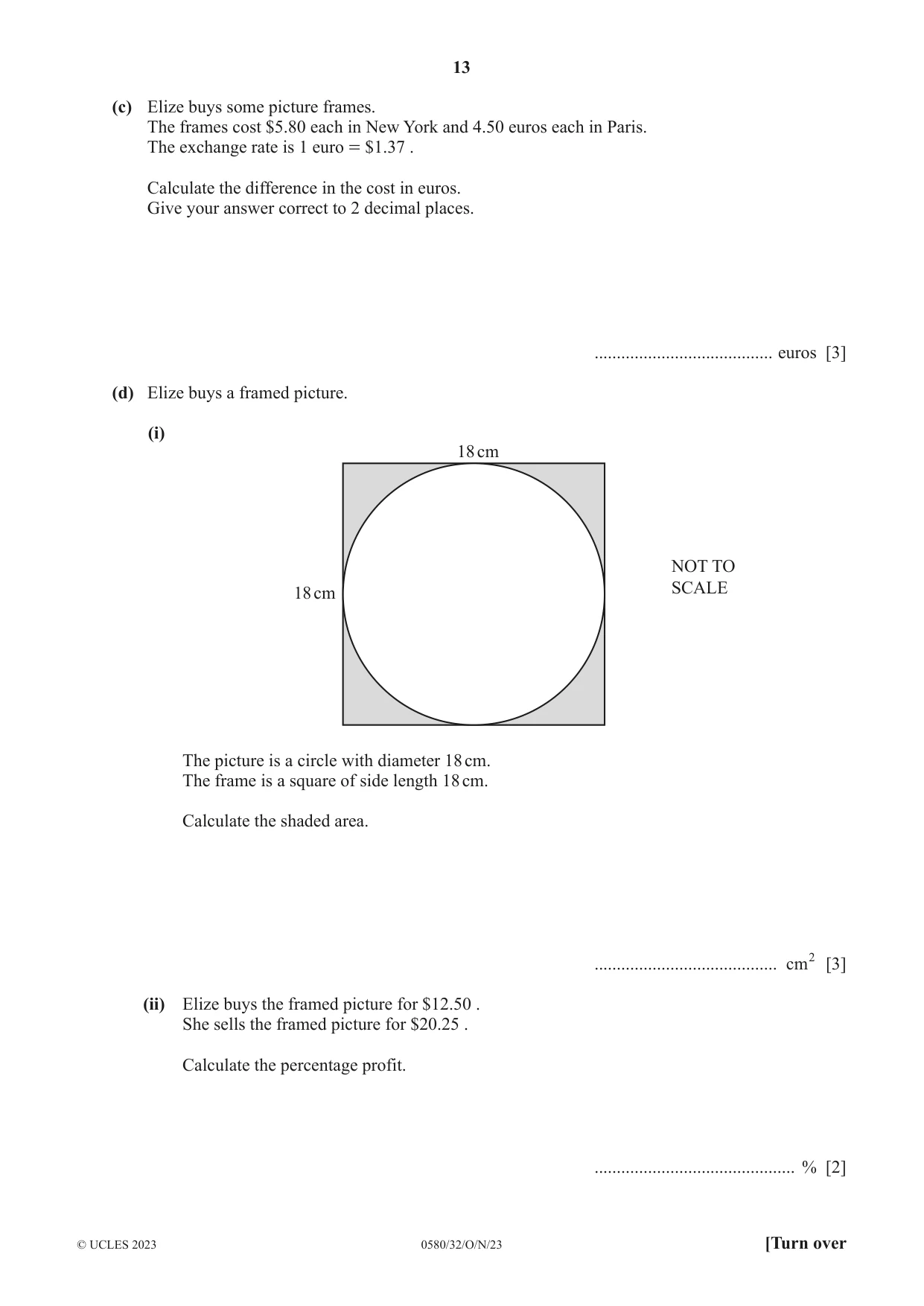 Cambridge IGCSE Mathematics 0580 2023 Oct/Nov Paper 3 · Variant 2 question paper, page 13 of 16