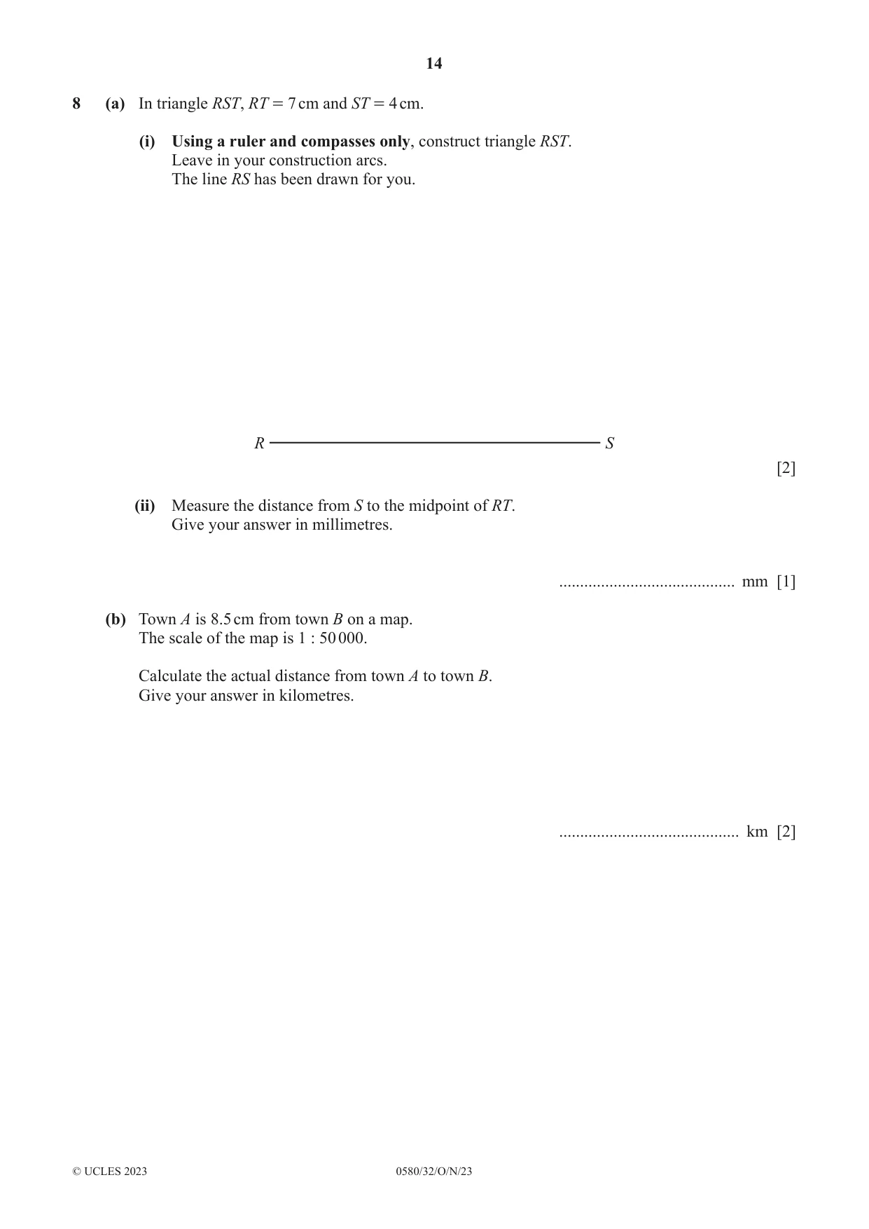 Cambridge IGCSE Mathematics 0580 2023 Oct/Nov Paper 3 · Variant 2 question paper, page 14 of 16