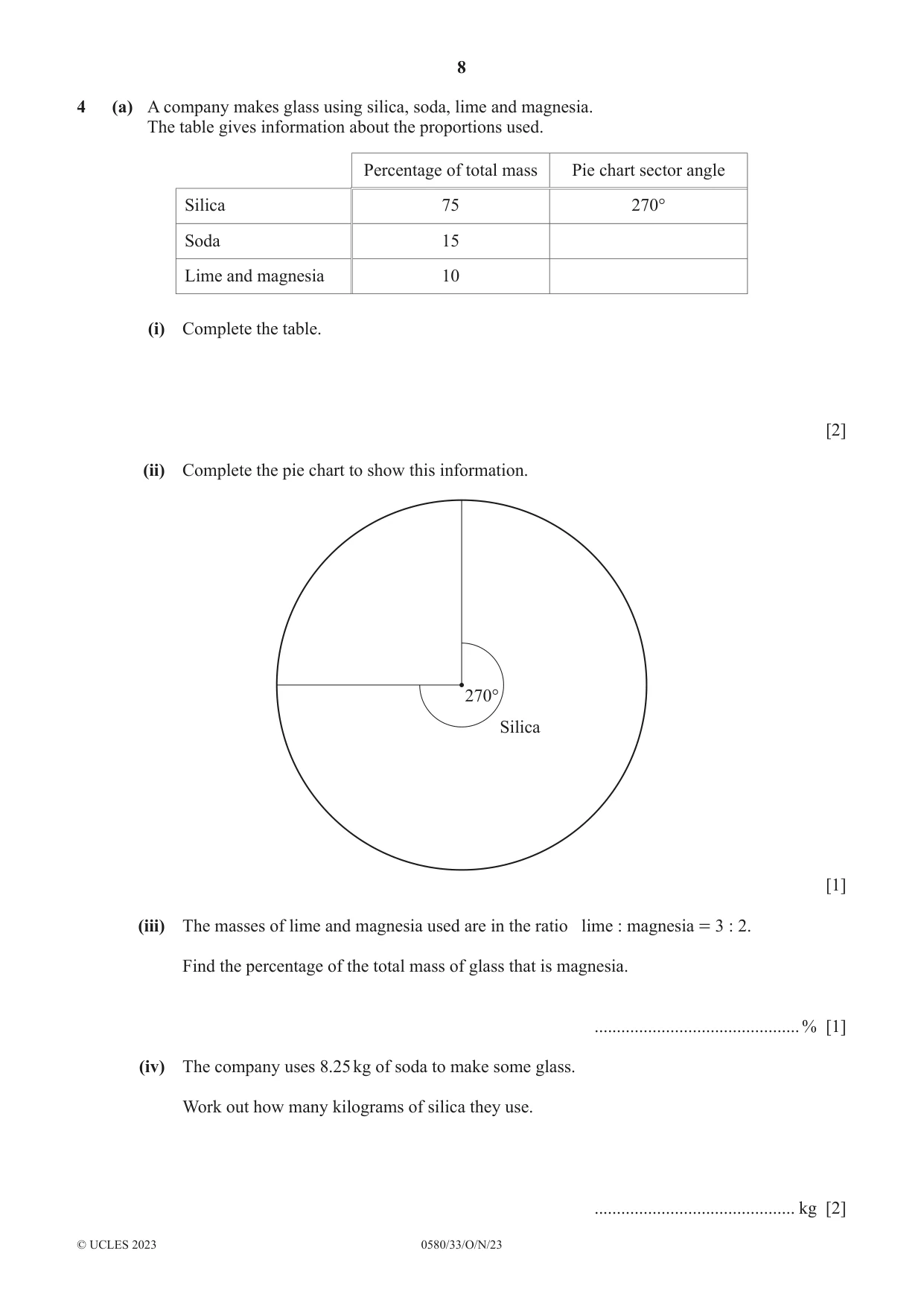 Cambridge IGCSE Mathematics 0580 2023 Oct/Nov Paper 3 · Variant 3 question paper, page 8 of 20