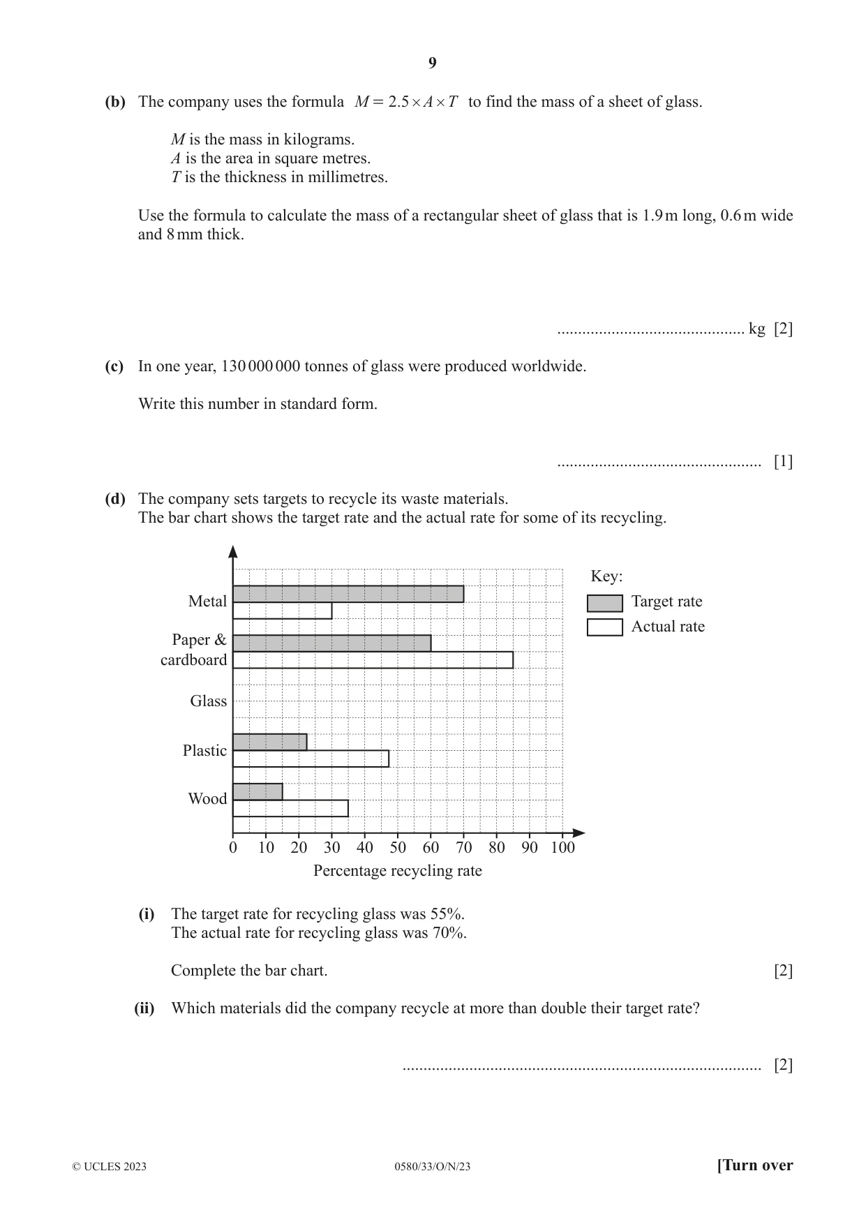 Cambridge IGCSE Mathematics 0580 2023 Oct/Nov Paper 3 · Variant 3 question paper, page 9 of 20
