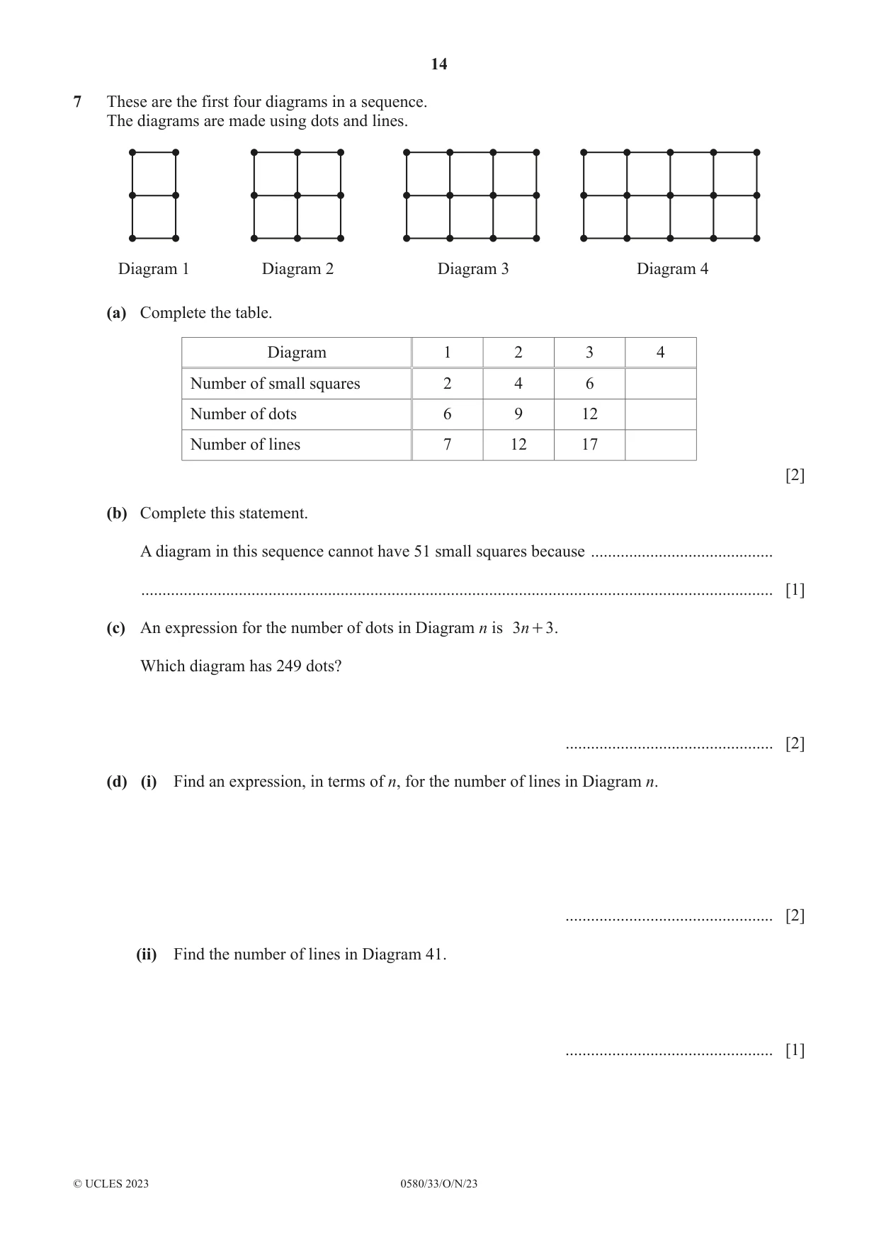 Cambridge IGCSE Mathematics 0580 2023 Oct/Nov Paper 3 · Variant 3 question paper, page 14 of 20