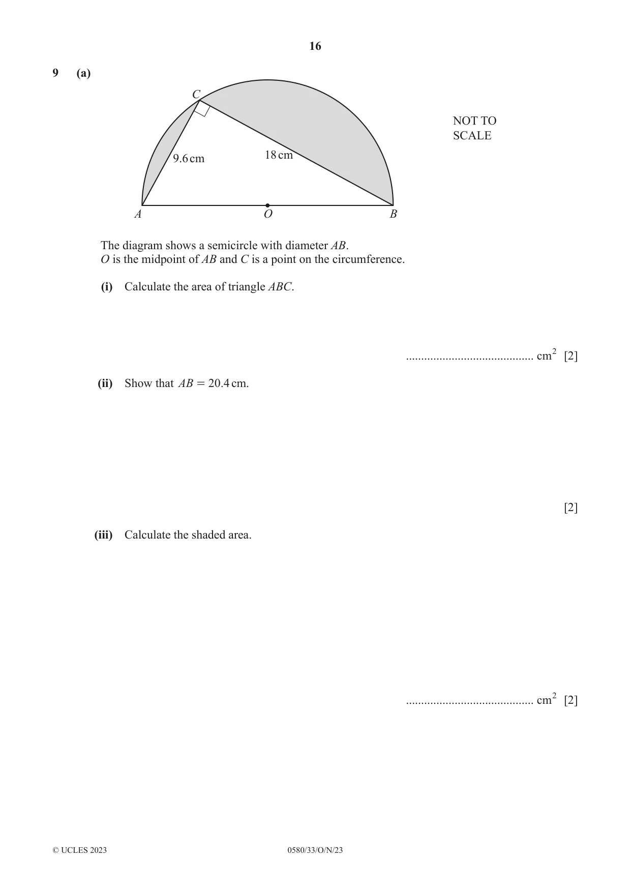 Cambridge IGCSE Mathematics 0580 2023 Oct/Nov Paper 3 · Variant 3 question paper, page 16 of 20