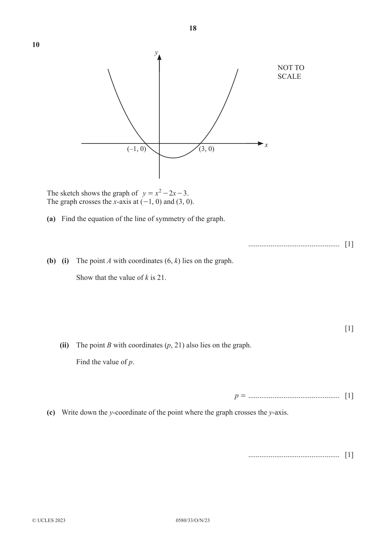 Cambridge IGCSE Mathematics 0580 2023 Oct/Nov Paper 3 · Variant 3 question paper, page 18 of 20
