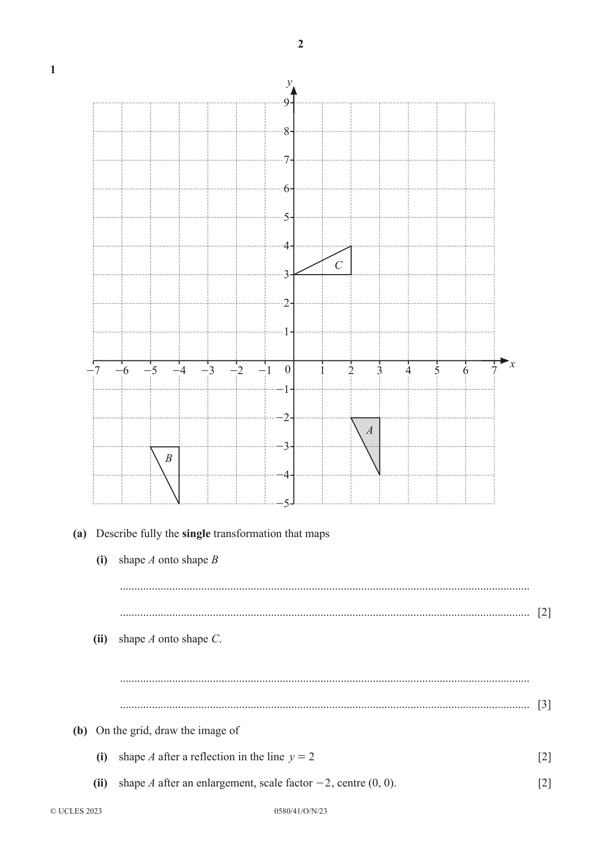Cambridge IGCSE Mathematics 0580 2023 Oct/Nov Paper 4 · Variant 1 question paper, page 2 of 20