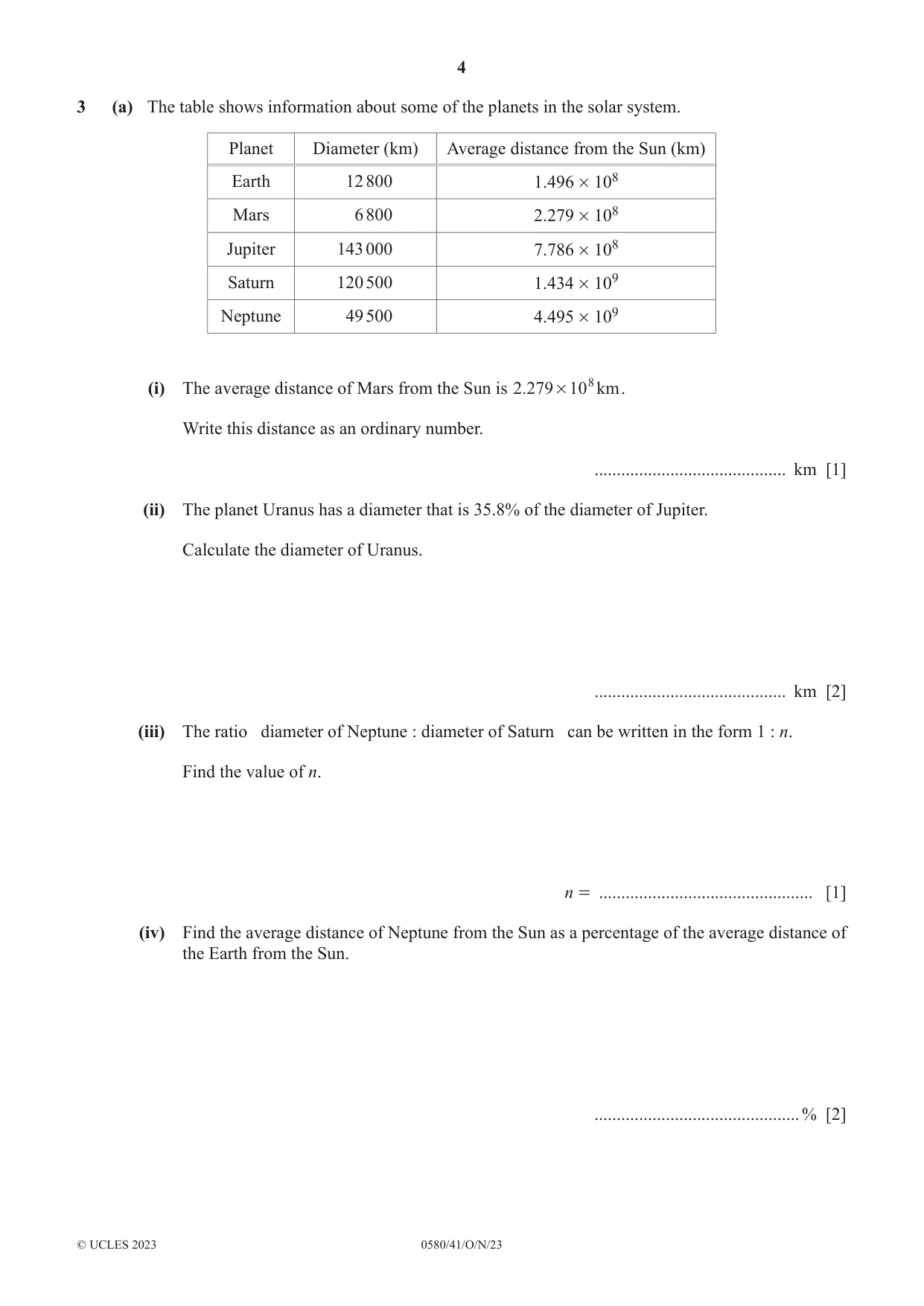 Cambridge IGCSE Mathematics 0580 2023 Oct/Nov Paper 4 · Variant 1 question paper, page 4 of 20