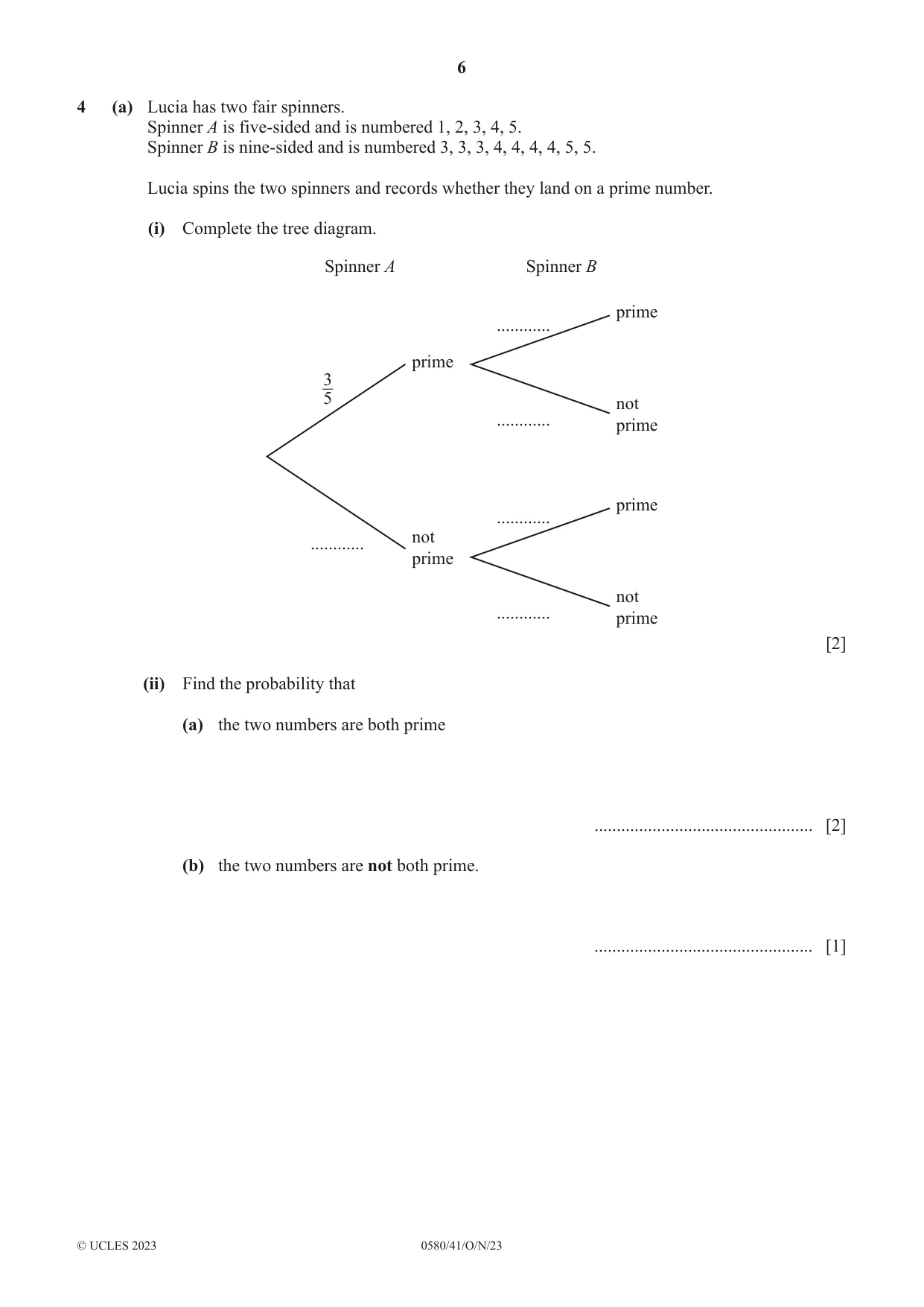 Cambridge IGCSE Mathematics 0580 2023 Oct/Nov Paper 4 · Variant 1 question paper, page 6 of 20