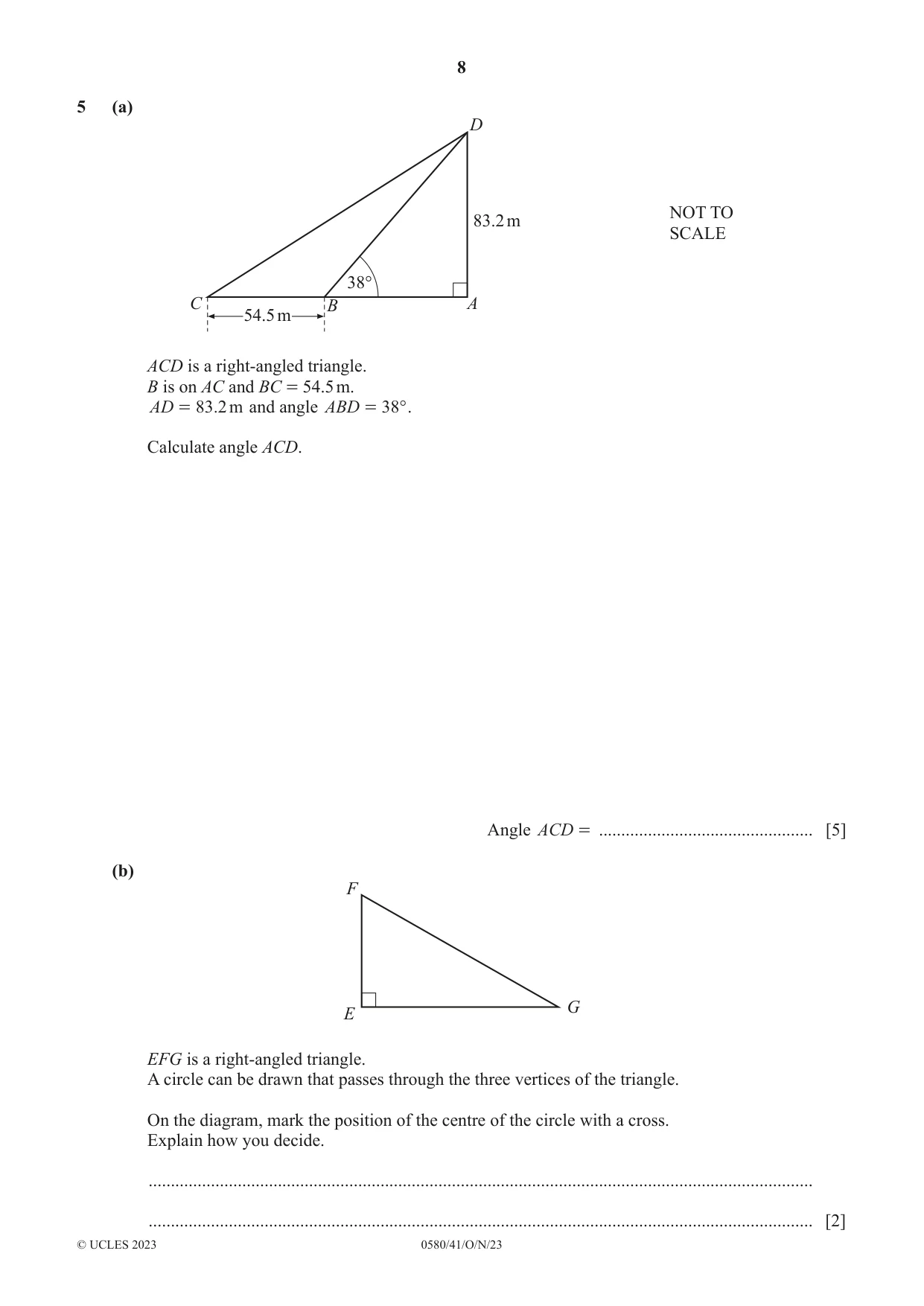 Cambridge IGCSE Mathematics 0580 2023 Oct/Nov Paper 4 · Variant 1 question paper, page 8 of 20