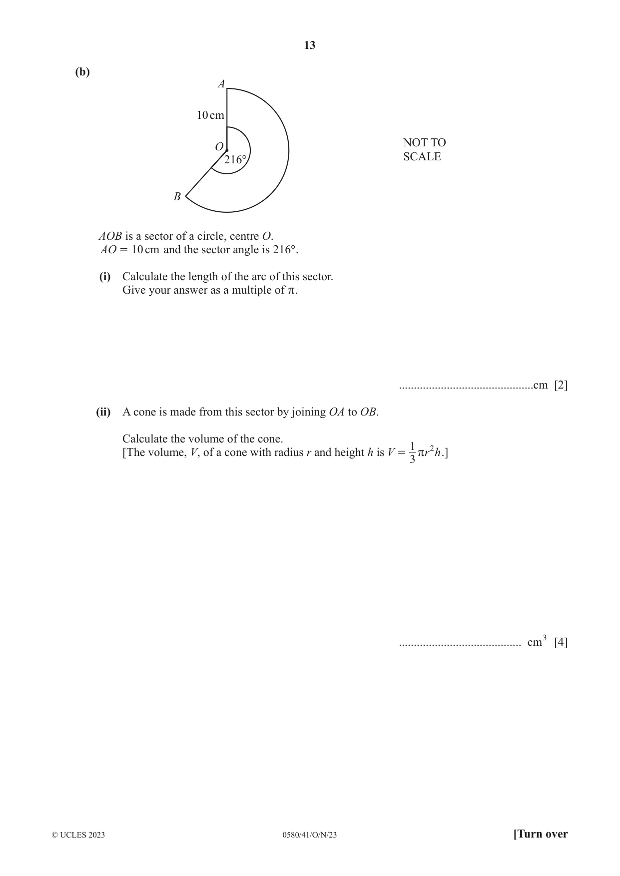 Cambridge IGCSE Mathematics 0580 2023 Oct/Nov Paper 4 · Variant 1 question paper, page 13 of 20