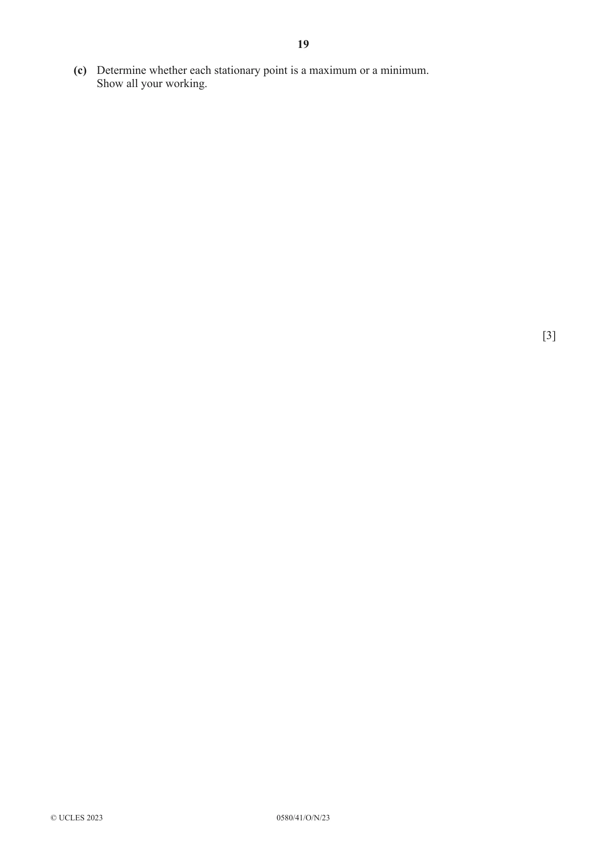 Cambridge IGCSE Mathematics 0580 2023 Oct/Nov Paper 4 · Variant 1 question paper, page 19 of 20
