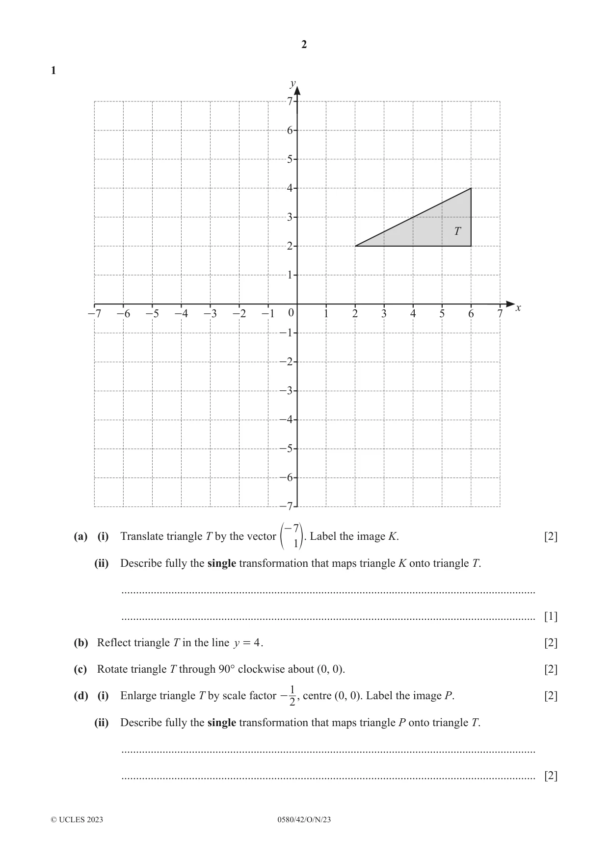 Cambridge IGCSE Mathematics 0580 2023 Oct/Nov Paper 4 · Variant 2 question paper, page 2 of 20