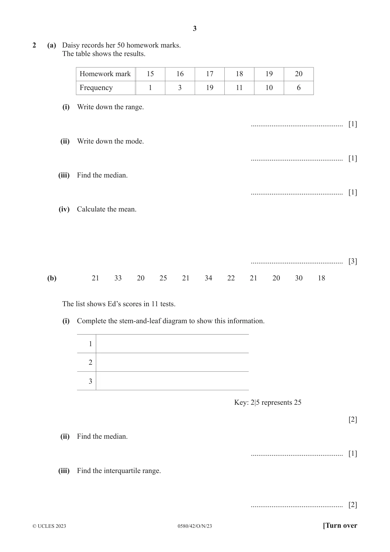 Cambridge IGCSE Mathematics 0580 2023 Oct/Nov Paper 4 · Variant 2 question paper, page 3 of 20