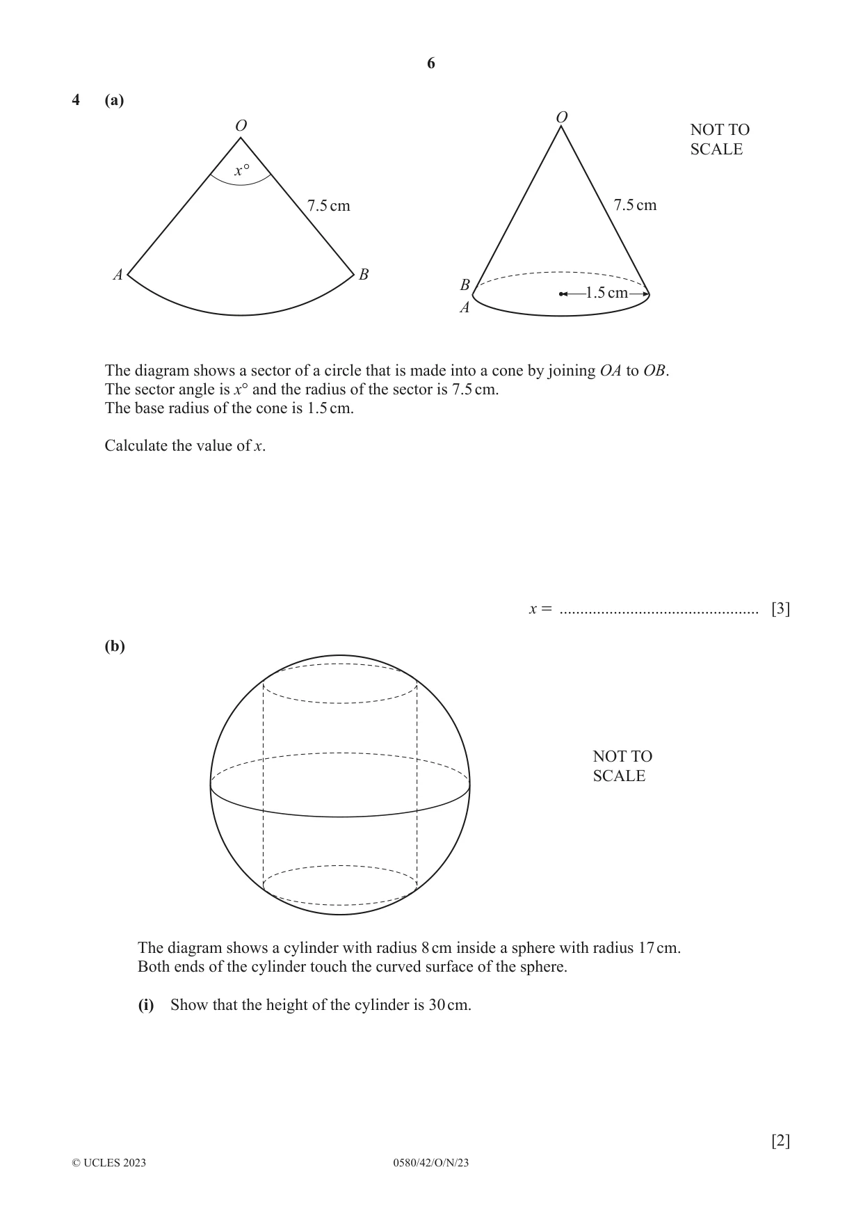 Cambridge IGCSE Mathematics 0580 2023 Oct/Nov Paper 4 · Variant 2 question paper, page 6 of 20
