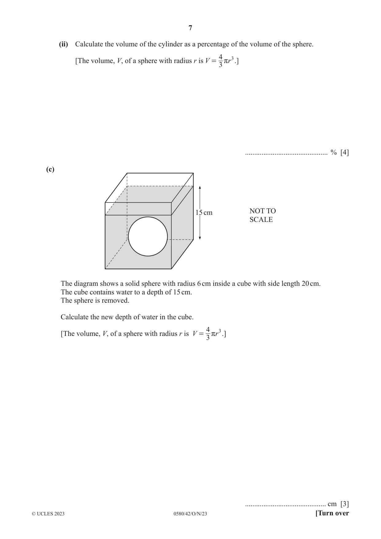 Cambridge IGCSE Mathematics 0580 2023 Oct/Nov Paper 4 · Variant 2 question paper, page 7 of 20