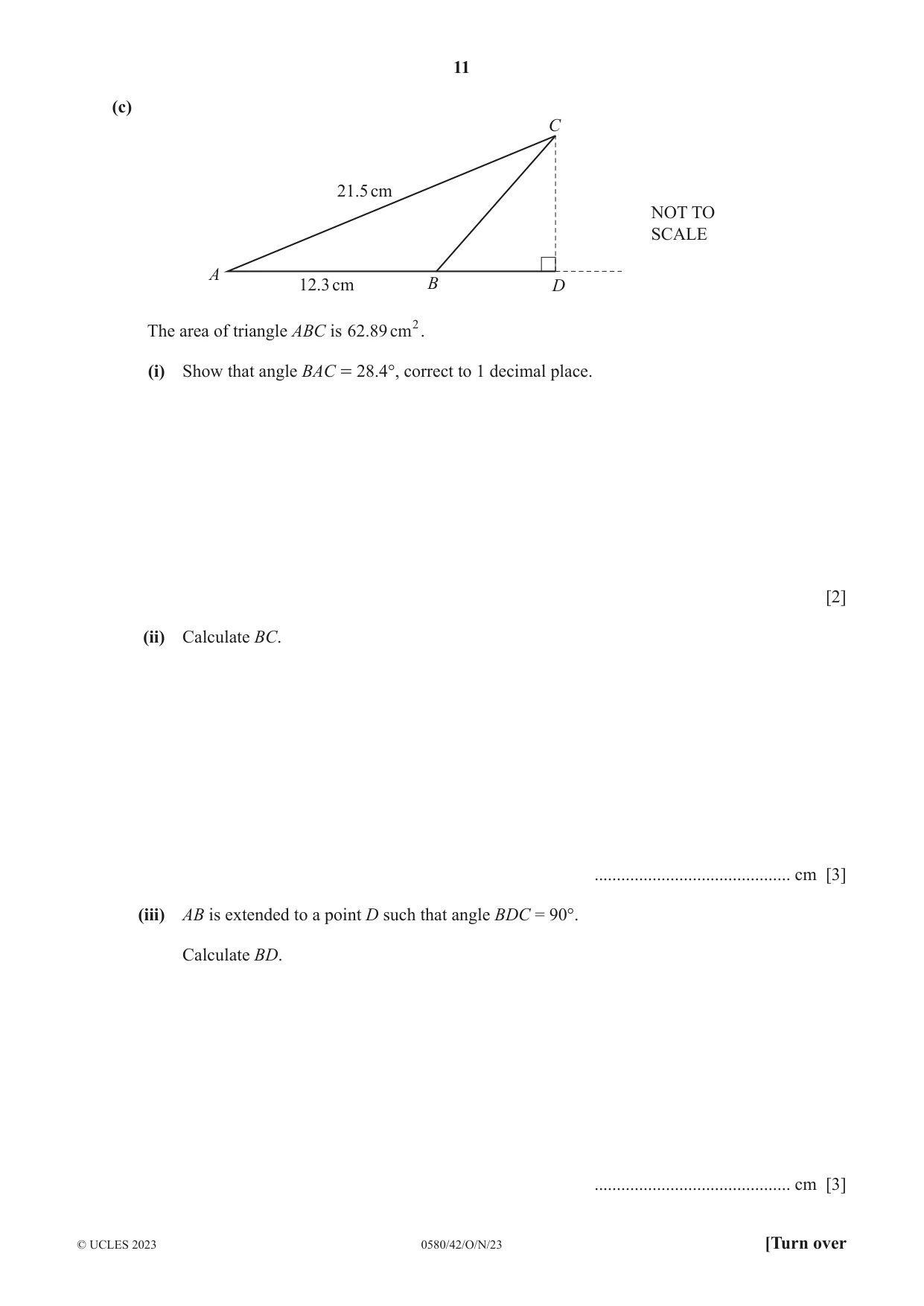 Cambridge IGCSE Mathematics 0580 2023 Oct/Nov Paper 4 · Variant 2 question paper, page 11 of 20