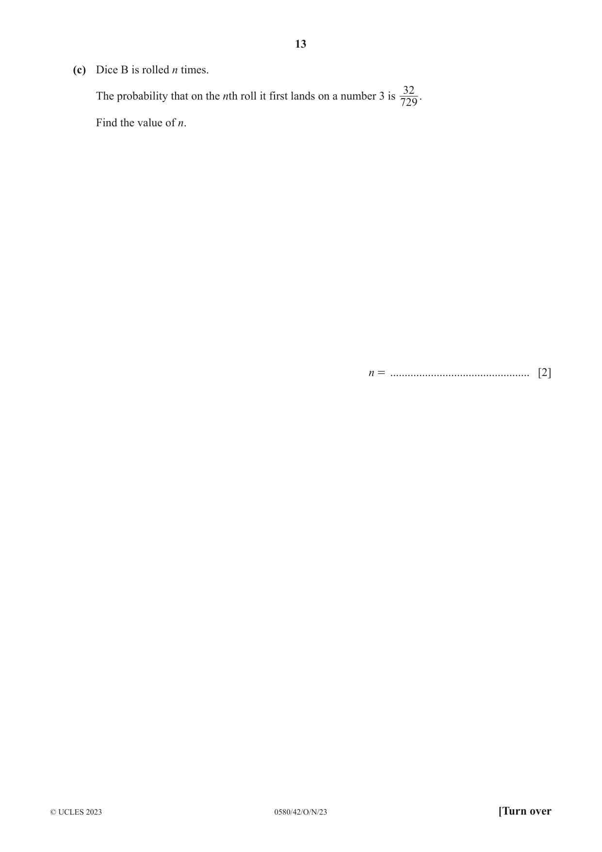 Cambridge IGCSE Mathematics 0580 2023 Oct/Nov Paper 4 · Variant 2 question paper, page 13 of 20