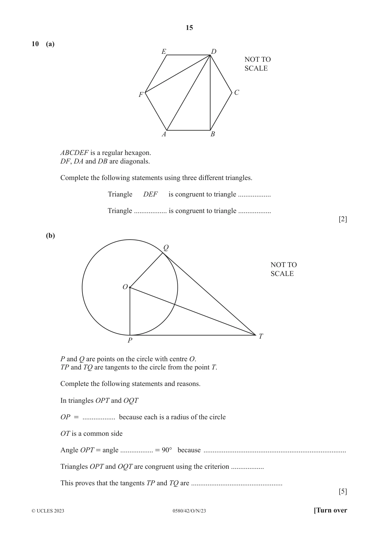 Cambridge IGCSE Mathematics 0580 2023 Oct/Nov Paper 4 · Variant 2 question paper, page 15 of 20