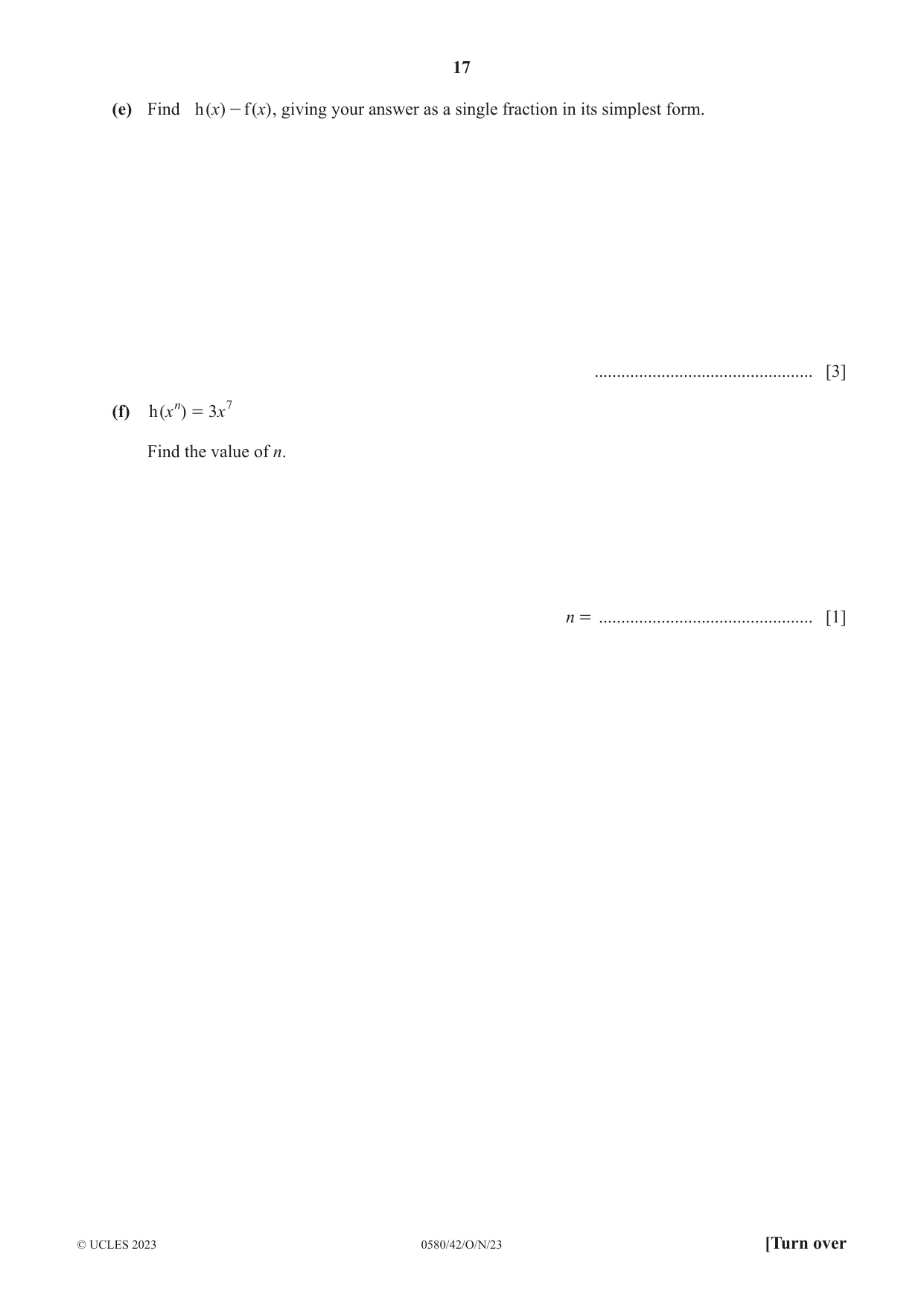Cambridge IGCSE Mathematics 0580 2023 Oct/Nov Paper 4 · Variant 2 question paper, page 17 of 20
