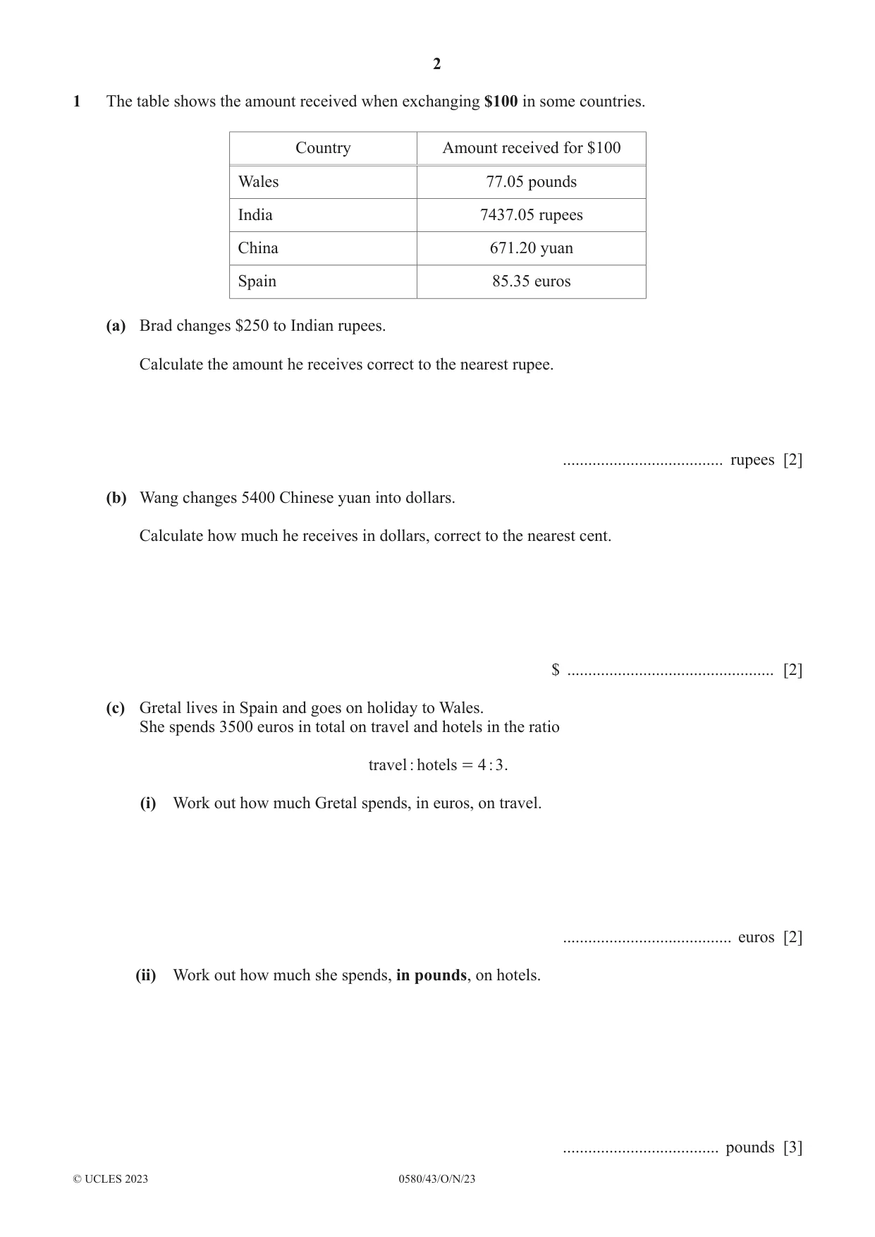 Cambridge IGCSE Mathematics 0580 2023 Oct/Nov Paper 4 · Variant 3 question paper, page 2 of 20