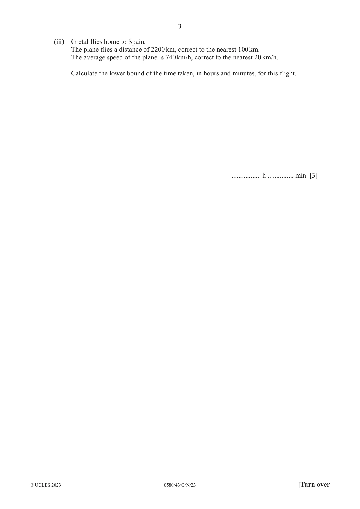 Cambridge IGCSE Mathematics 0580 2023 Oct/Nov Paper 4 · Variant 3 question paper, page 3 of 20