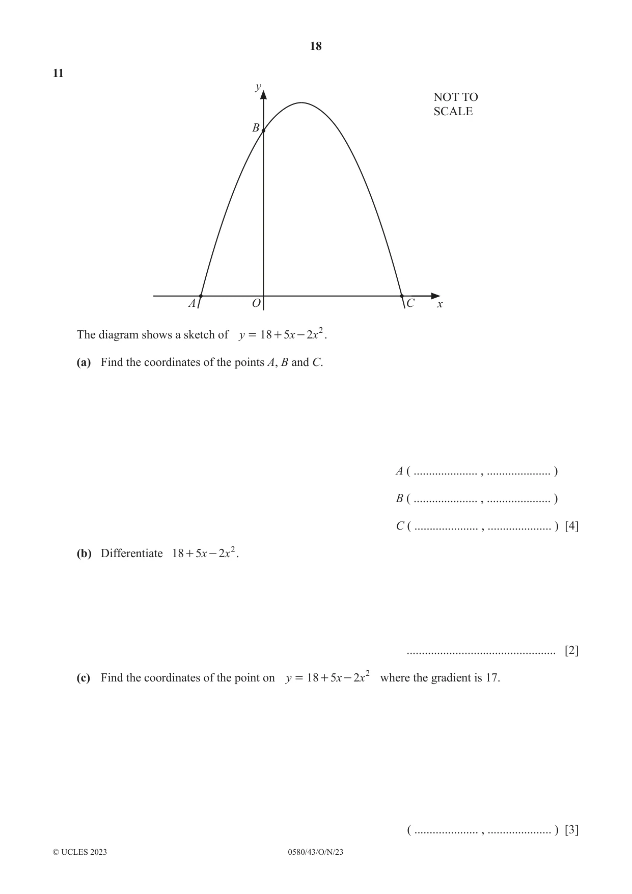 Cambridge IGCSE Mathematics 0580 2023 Oct/Nov Paper 4 · Variant 3 question paper, page 18 of 20