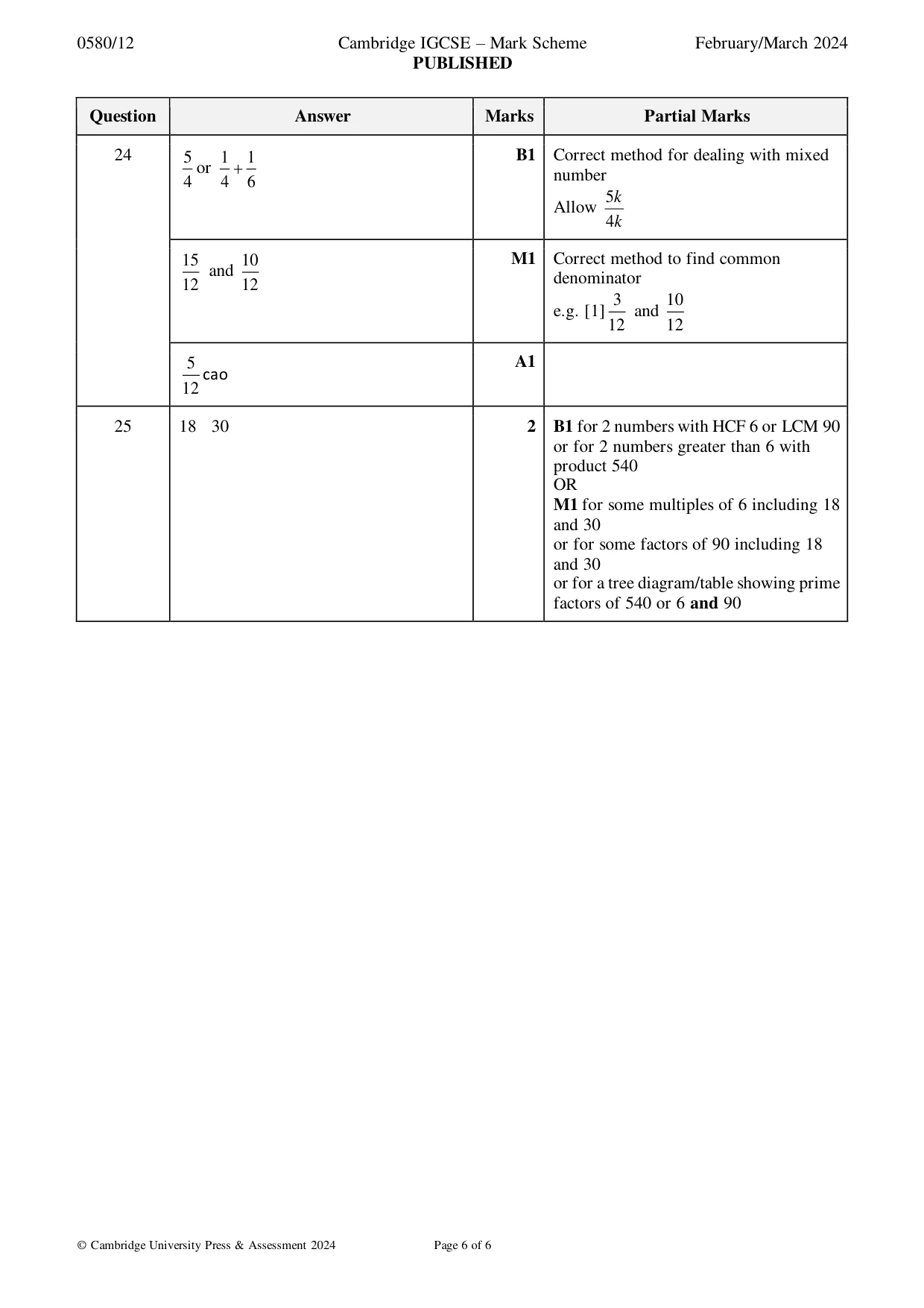 Mark scheme, page 6 of 6