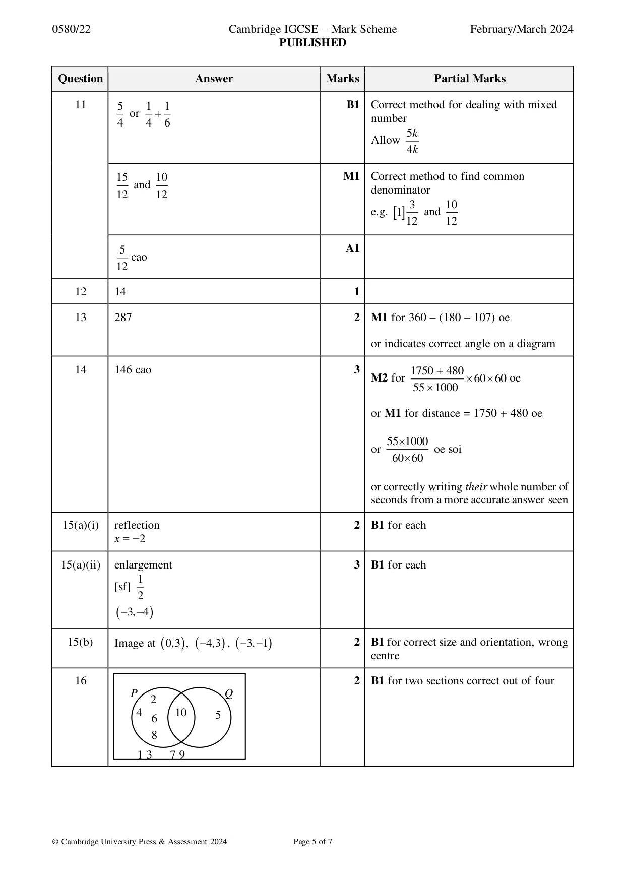 Mark scheme, page 5 of 7