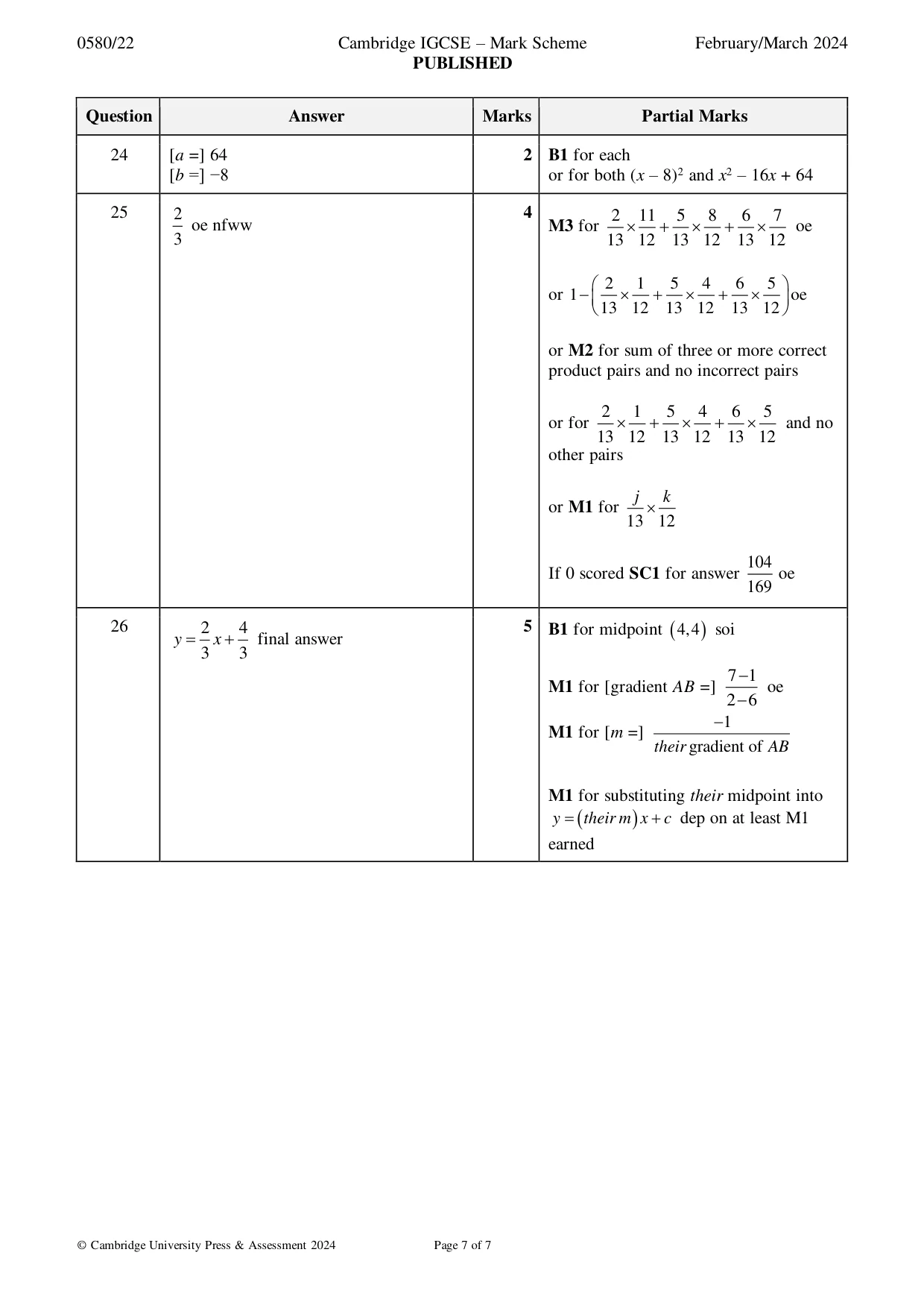 Mark scheme, page 7 of 7