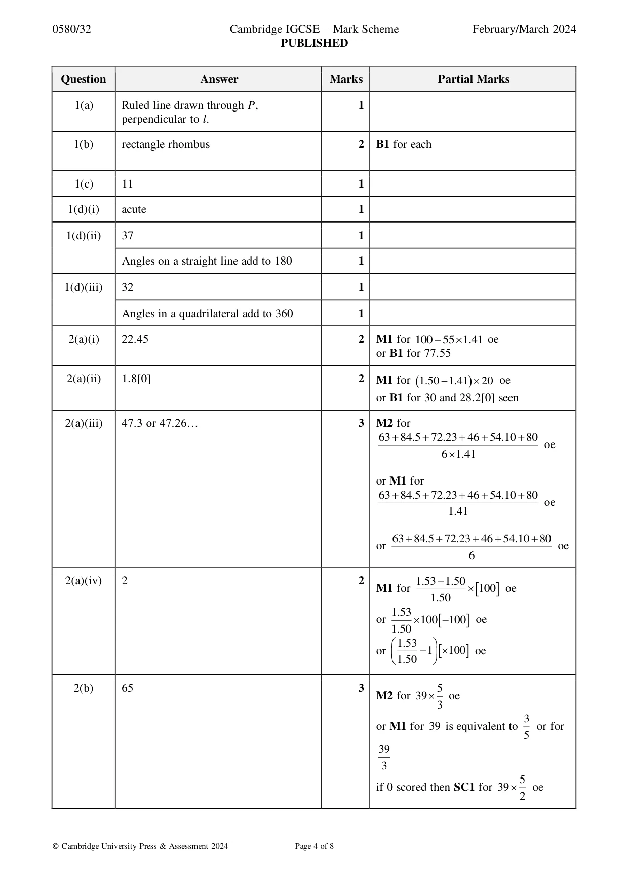 Mark scheme, page 4 of 8