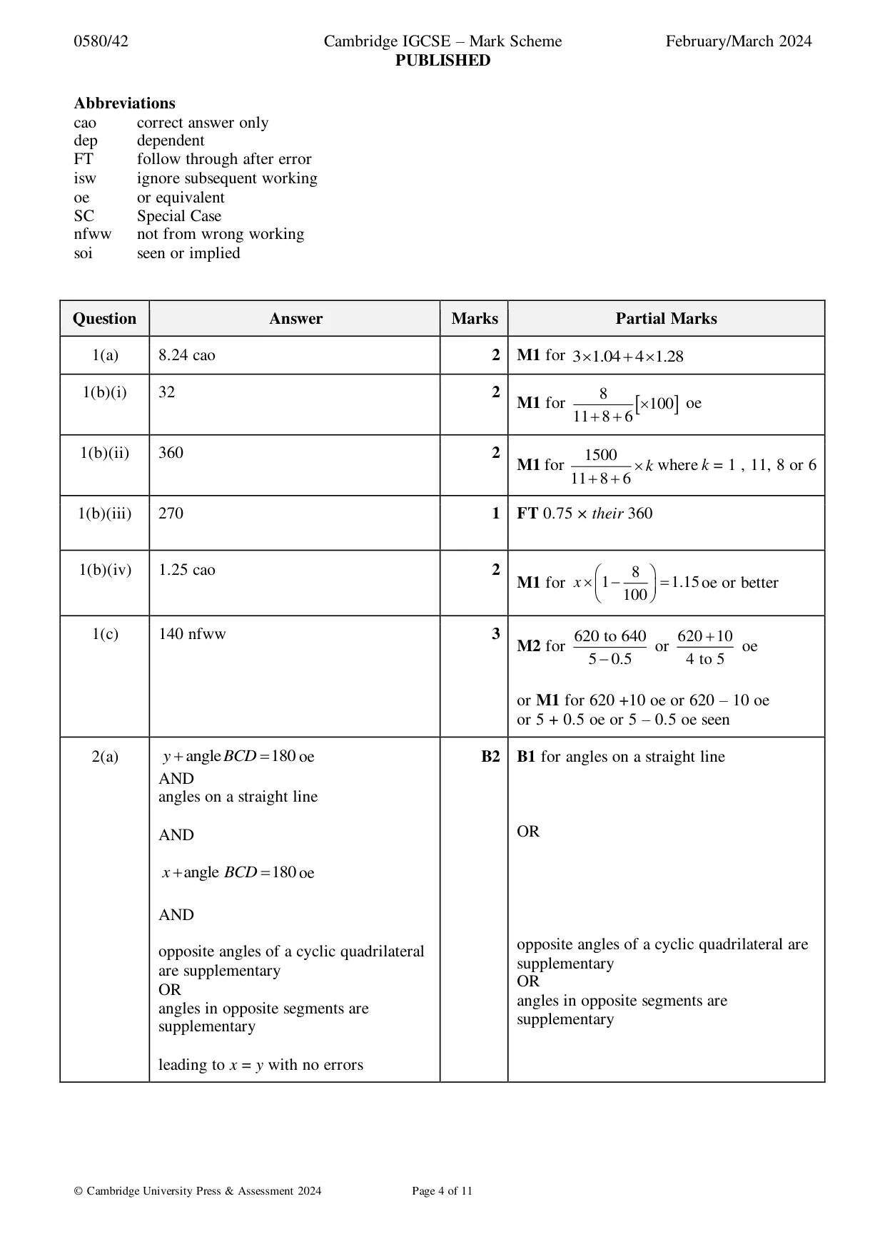 Mark scheme, page 4 of 11
